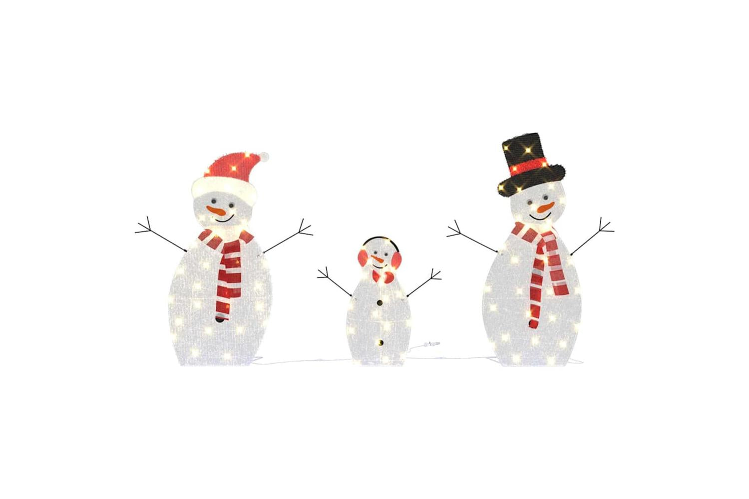 Vidaxl Lighted Snowman Family 3 Pcs Warm White Polyester-2