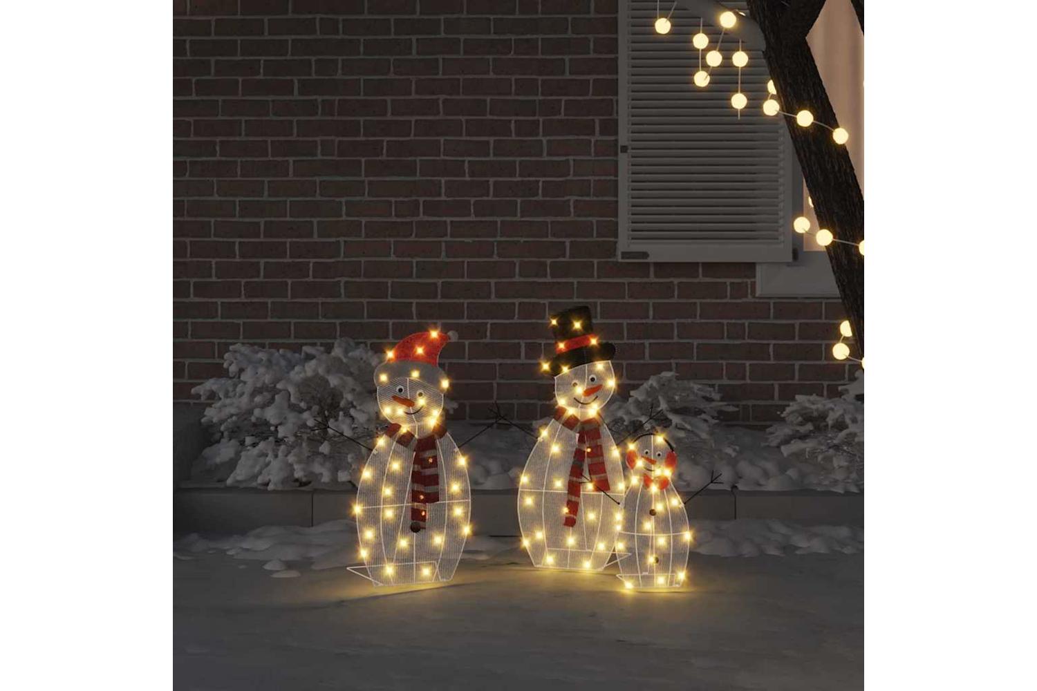 Vidaxl Lighted Snowman Family 3 Pcs Warm White Polyester-3
