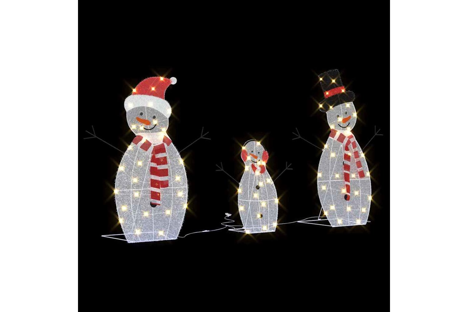 Vidaxl Lighted Snowman Family 3 Pcs Warm White Polyester-4