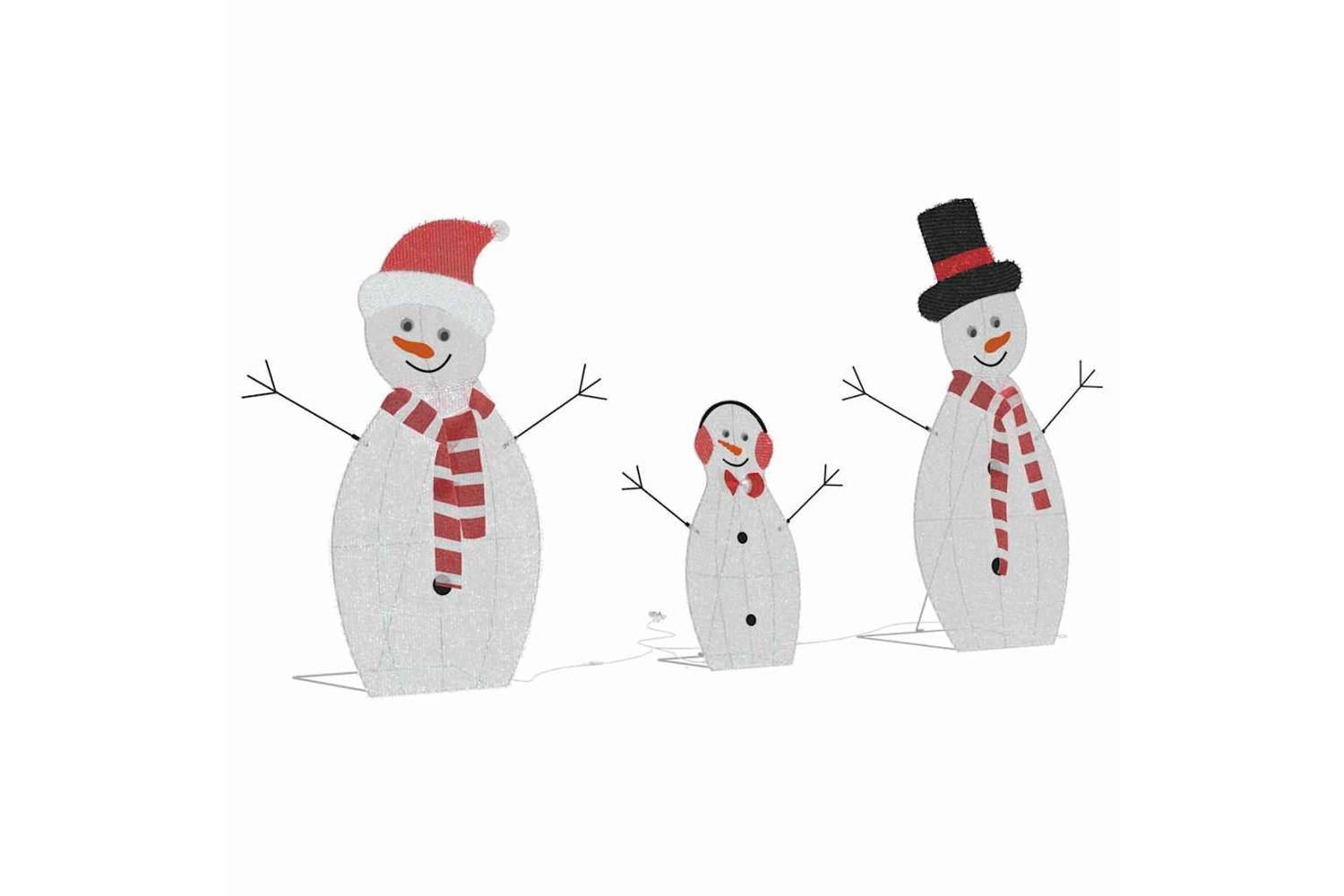 Vidaxl Lighted Snowman Family 3 Pcs Warm White Polyester-5