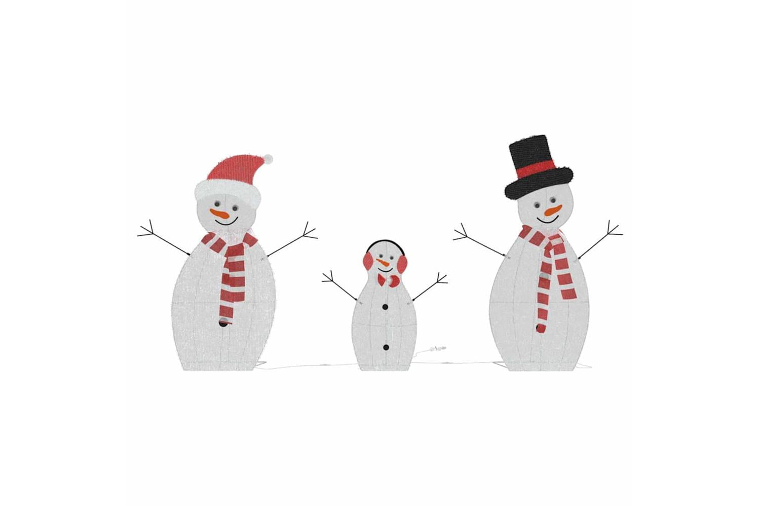 Vidaxl Lighted Snowman Family 3 Pcs Warm White Polyester-9