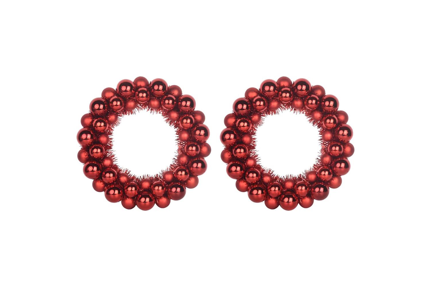 Vidaxl Christmas Ball Wreathes 2 Pcs Red 33 X 33 X 7 Cm Polystyrene-2