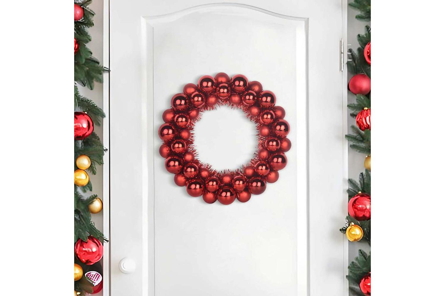 Vidaxl Christmas Ball Wreathes 2 Pcs Red 33 X 33 X 7 Cm Polystyrene-3