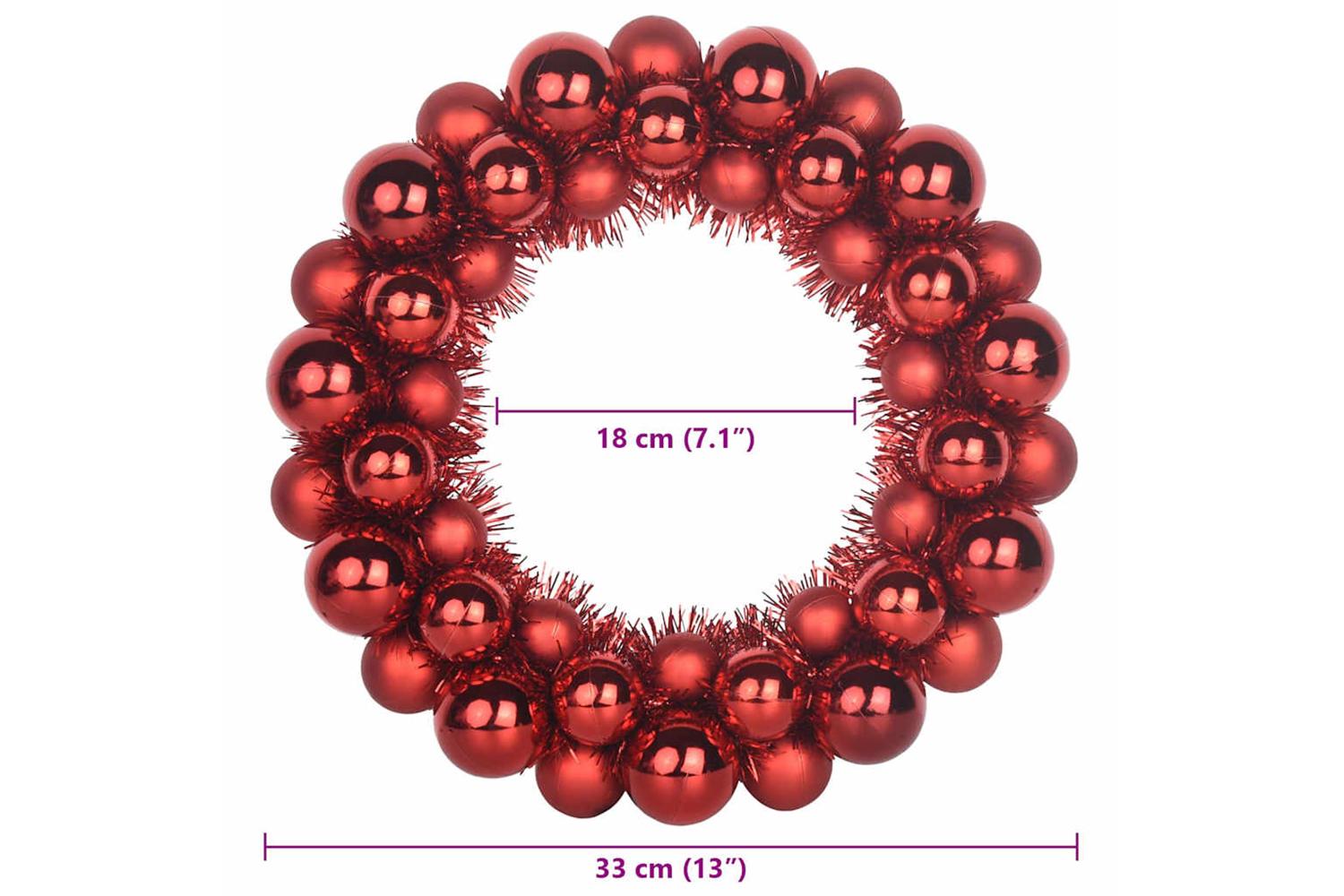 Vidaxl Christmas Ball Wreathes 2 Pcs Red 33 X 33 X 7 Cm Polystyrene-8