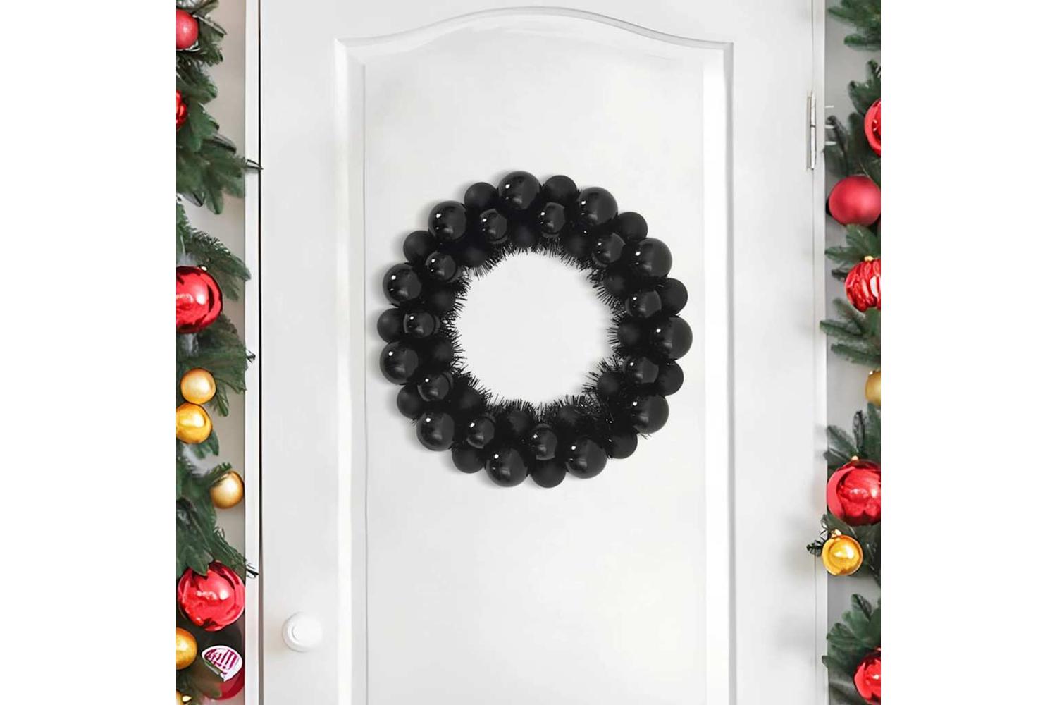 Vidaxl Christmas Ball Wreathes 2 Pcs Black 33 X 33 X 7 Cm Polystyrene-3