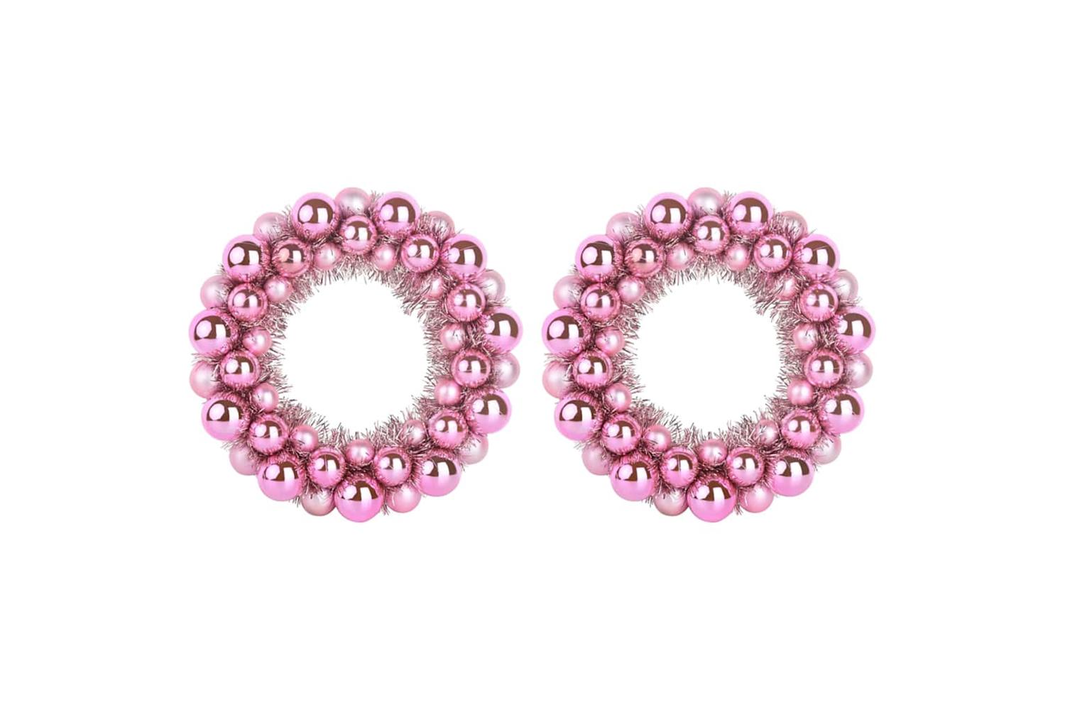 Vidaxl Christmas Ball Wreathes 2 Pcs Pink 33 X 33 X 7 Cm Polystyrene-2