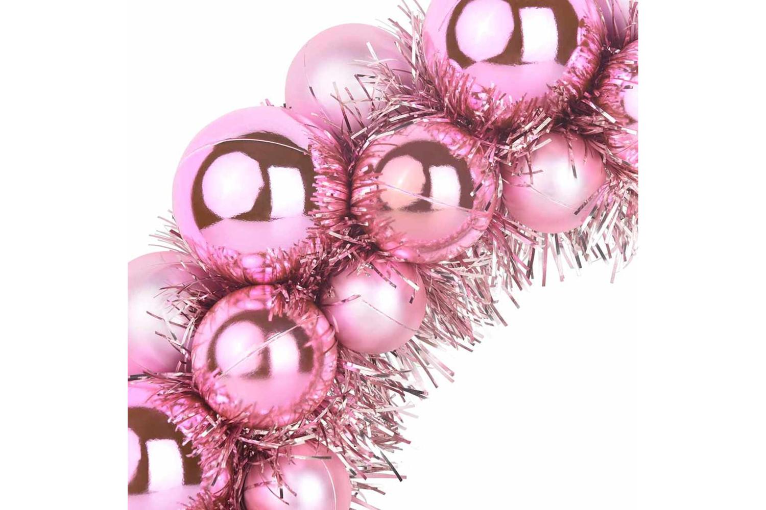 Vidaxl Christmas Ball Wreathes 2 Pcs Pink 33 X 33 X 7 Cm Polystyrene-6