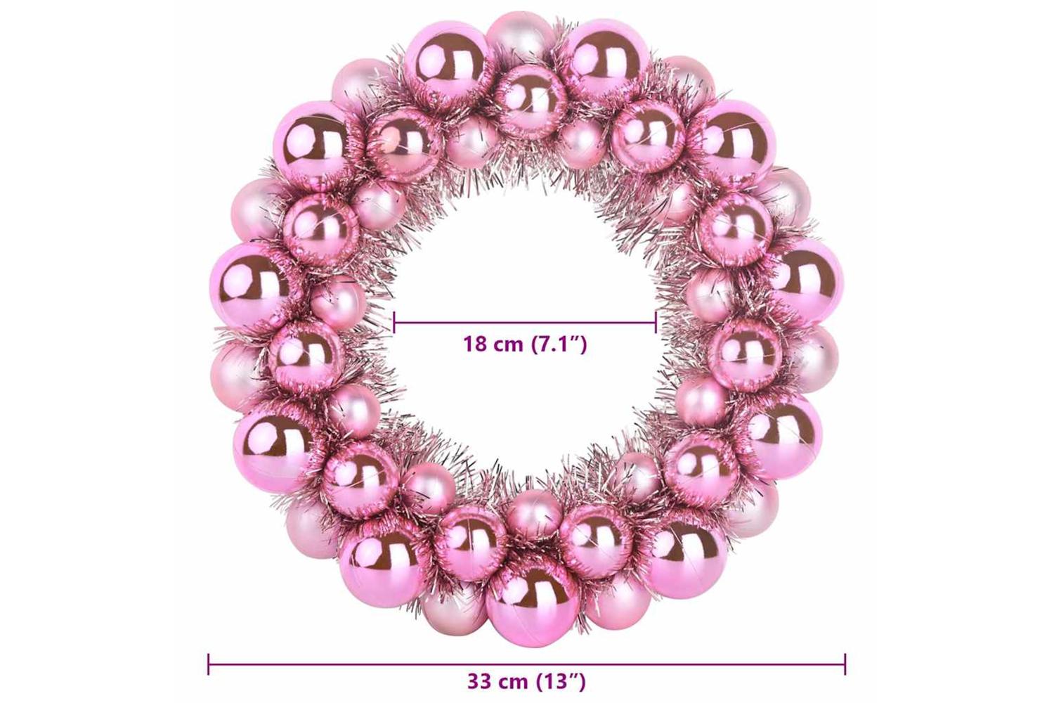 Vidaxl Christmas Ball Wreathes 2 Pcs Pink 33 X 33 X 7 Cm Polystyrene-8
