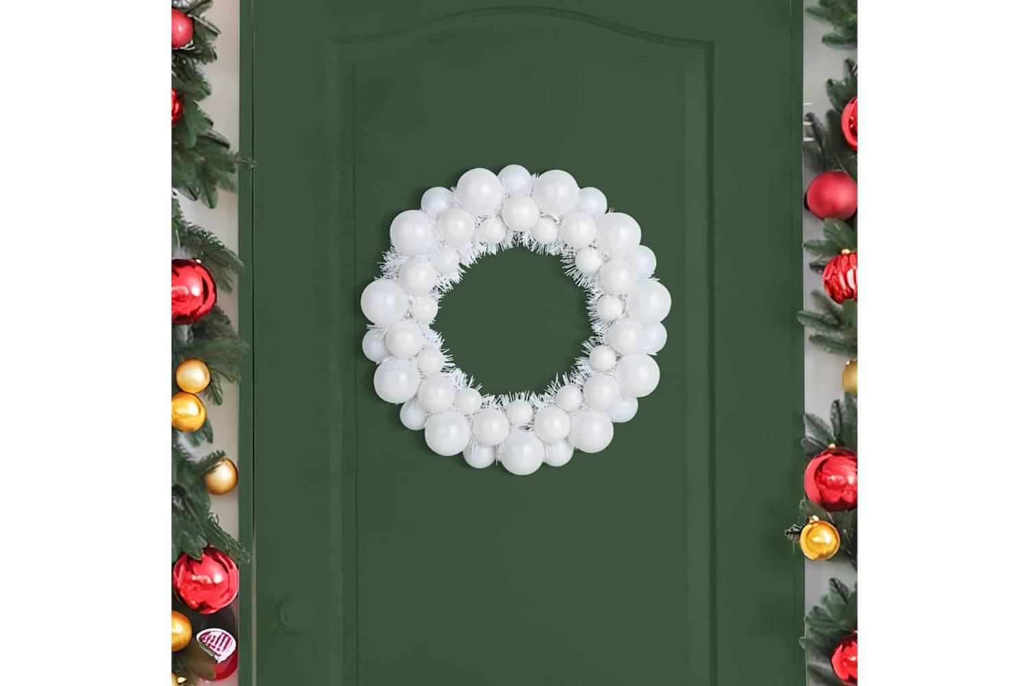 Vidaxl Christmas Ball Wreathes 2 Pcs White 33 X 33 X 7 Cm Polystyrene-3