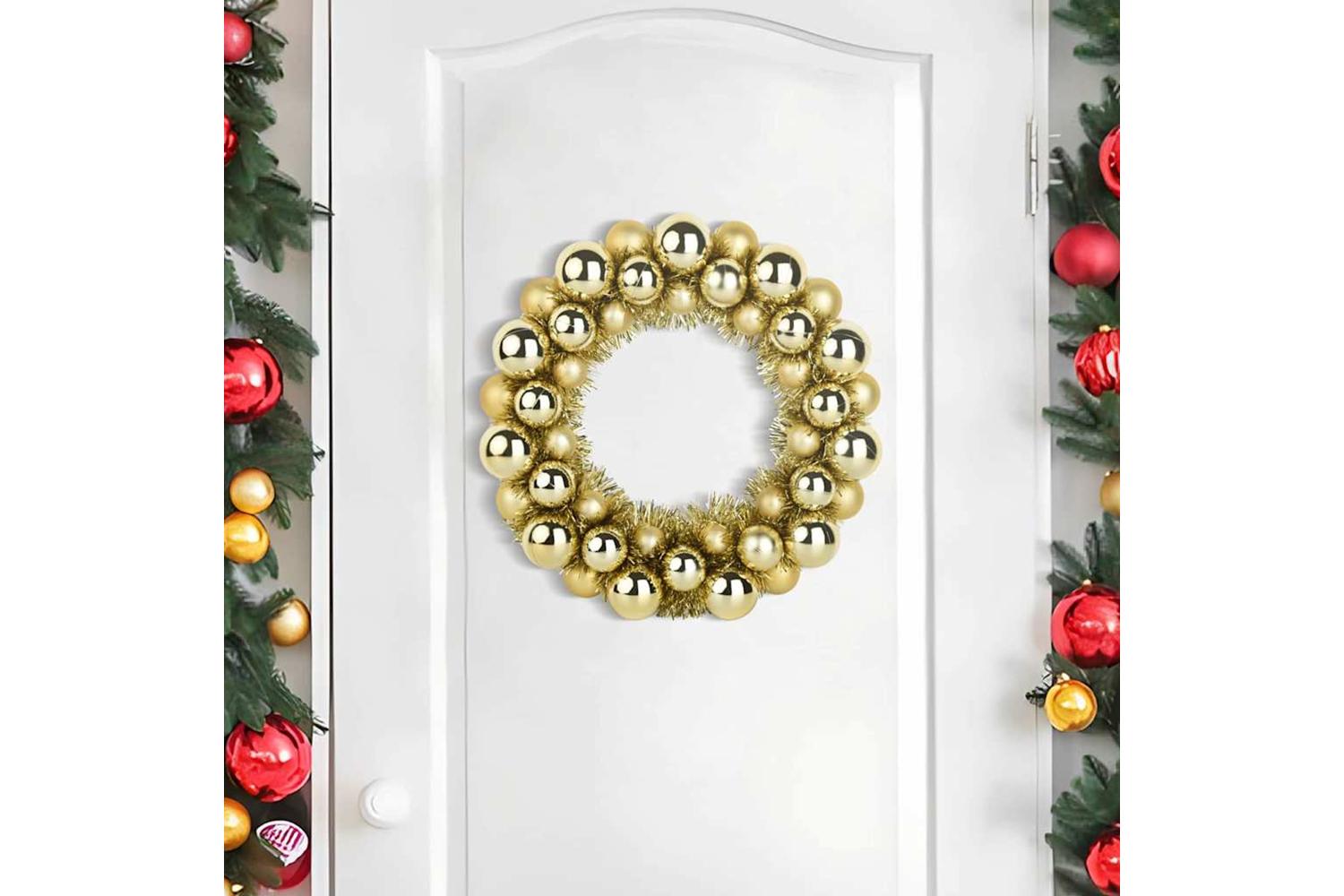 Vidaxl Christmas Ball Wreathes 2 Pcs Gold 33 X 33 X 7 Cm Polystyrene-3