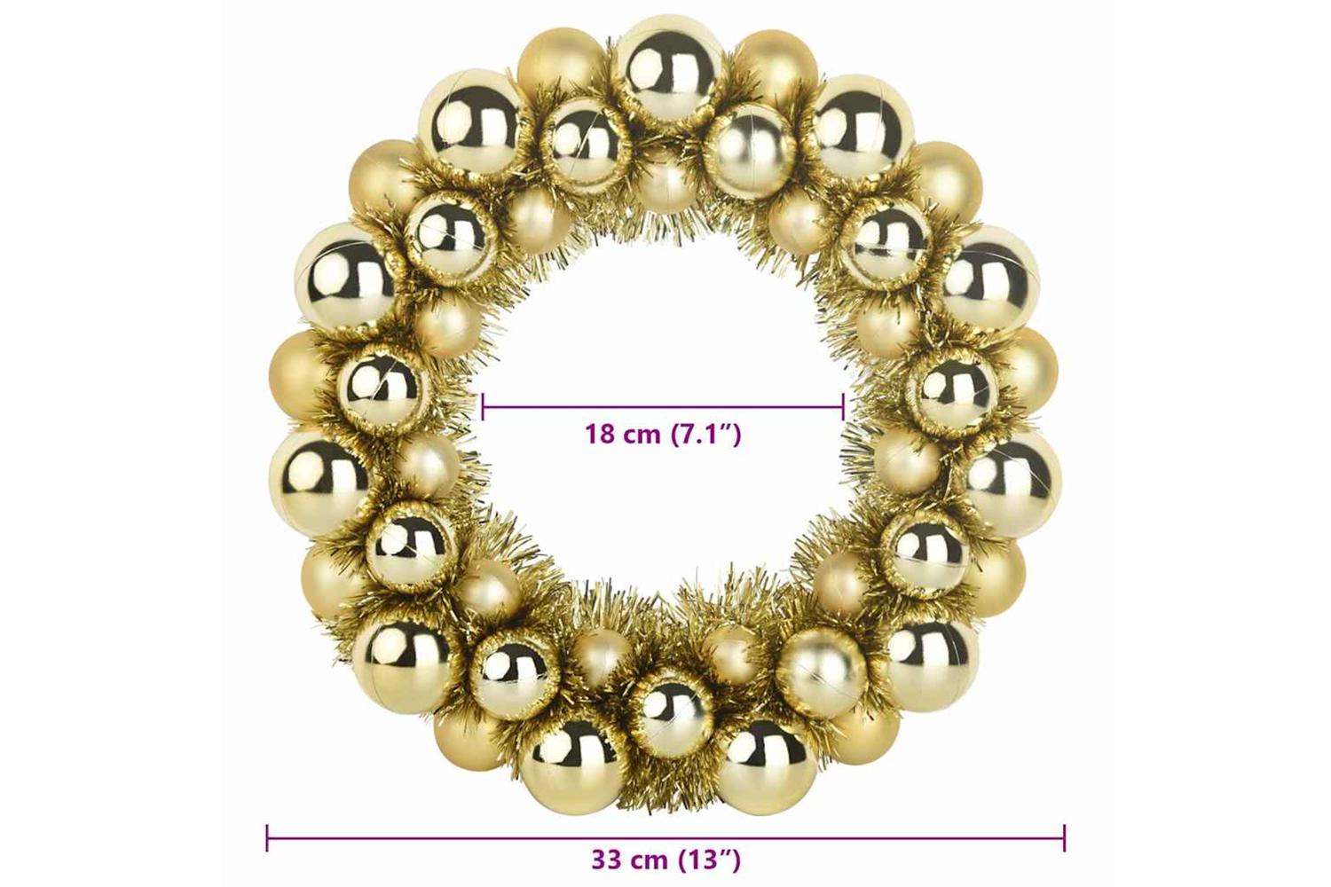 Vidaxl Christmas Ball Wreathes 2 Pcs Gold 33 X 33 X 7 Cm Polystyrene-8