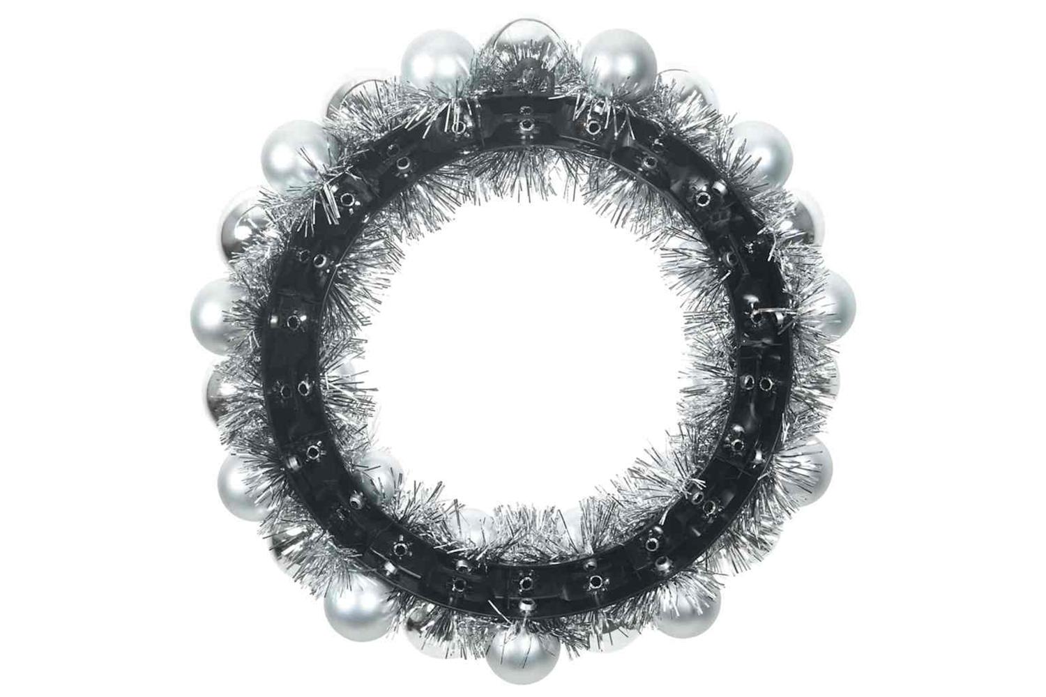 Vidaxl Christmas Ball Wreathes 2 Pcs Silver 33 X 33 X 7 Cm Polystyrene-5