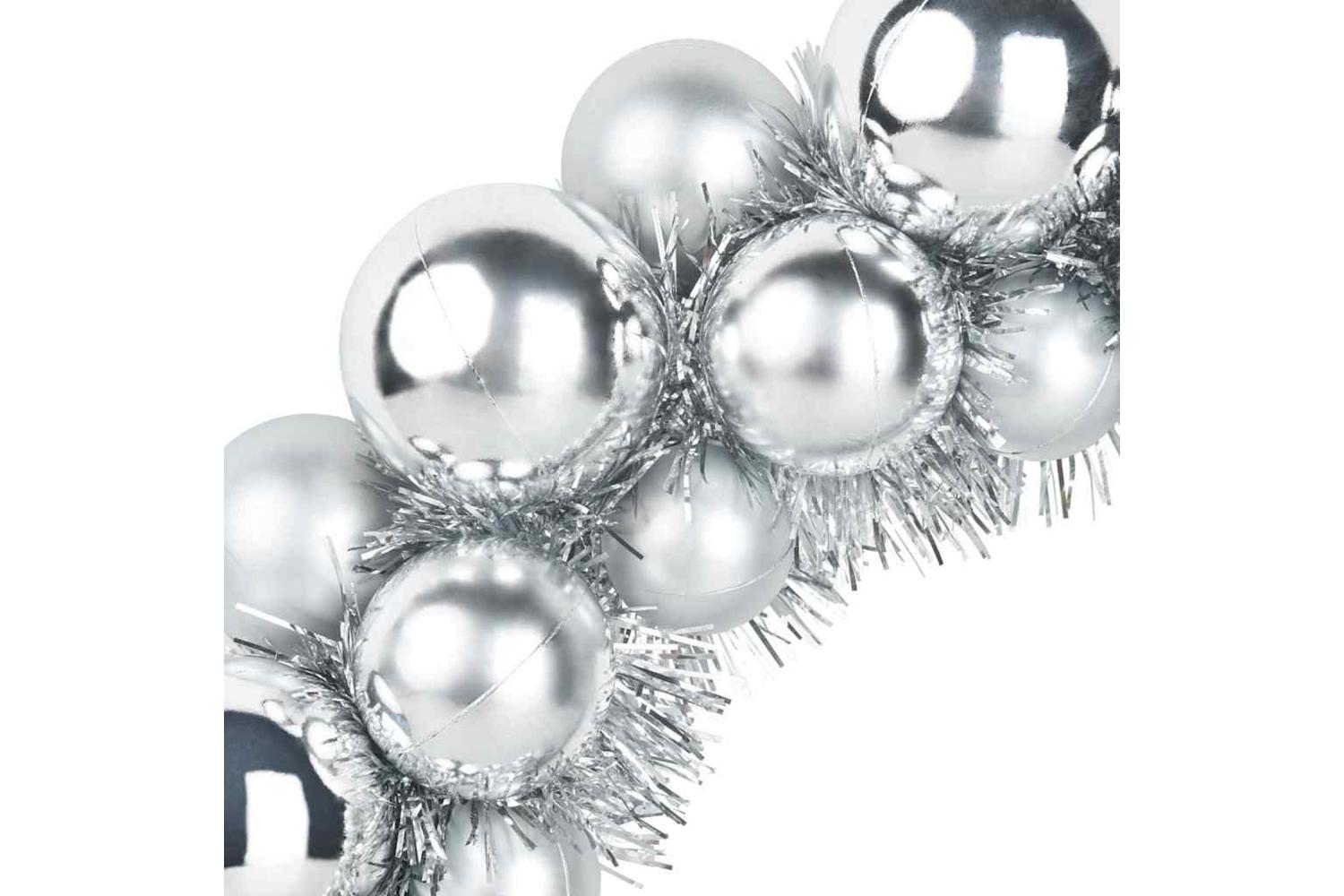 Vidaxl Christmas Ball Wreathes 2 Pcs Silver 33 X 33 X 7 Cm Polystyrene-6