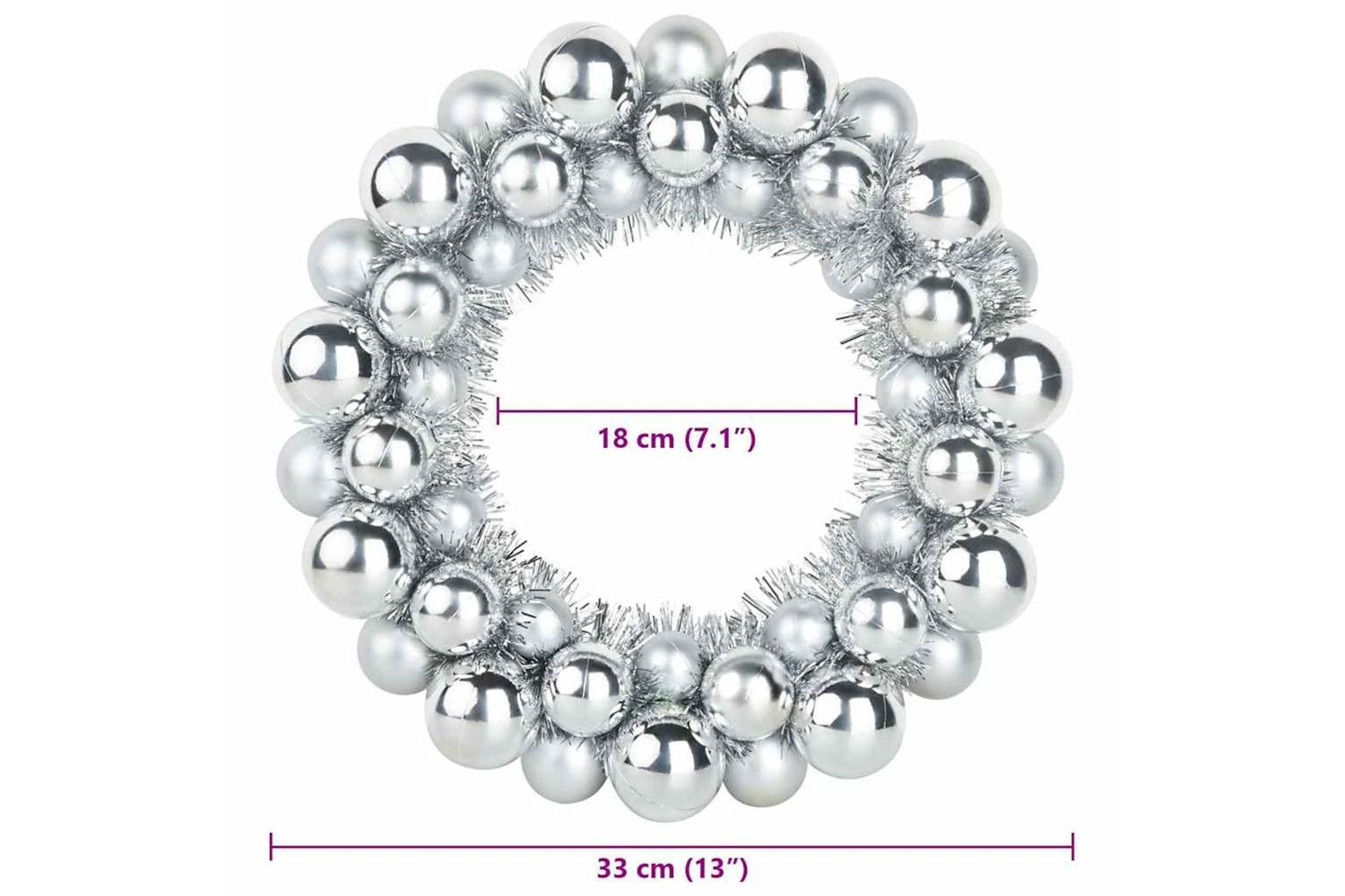 Vidaxl Christmas Ball Wreathes 2 Pcs Silver 33 X 33 X 7 Cm Polystyrene-8