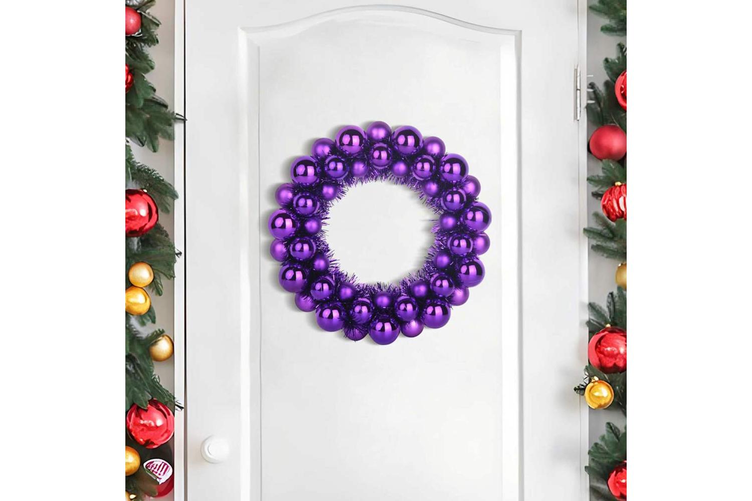 Vidaxl Christmas Ball Wreathes 2 Pcs Lilac 33 X 33 X 7 Cm Polystyrene-3
