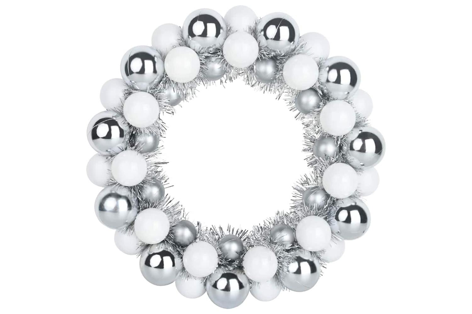 Vidaxl Christmas Ball Wreathes 2 Pcs White And Silver 33 X 33 X 7 Cm-4