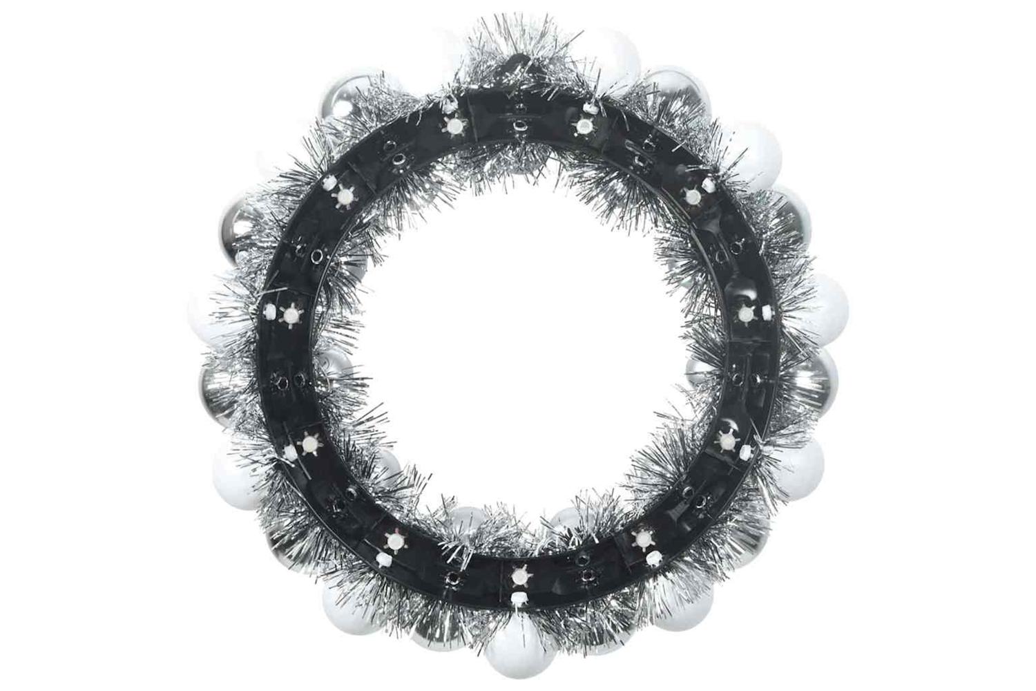 Vidaxl Christmas Ball Wreathes 2 Pcs White And Silver 33 X 33 X 7 Cm-5