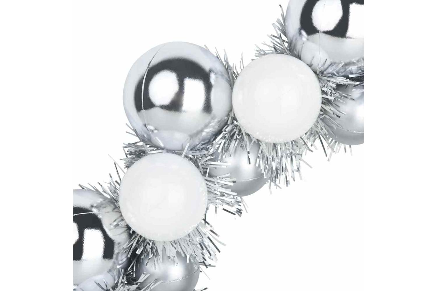 Vidaxl Christmas Ball Wreathes 2 Pcs White And Silver 33 X 33 X 7 Cm-6