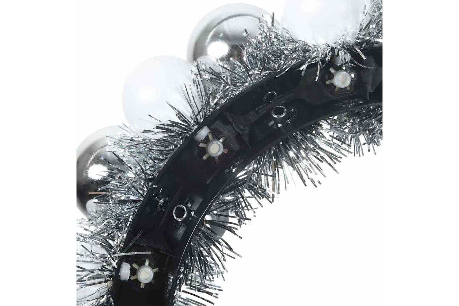 Vidaxl Christmas Ball Wreathes 2 Pcs White And Silver 33 X 33 X 7 Cm-7