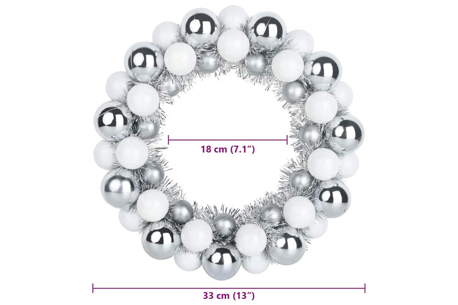Vidaxl Christmas Ball Wreathes 2 Pcs White And Silver 33 X 33 X 7 Cm-8