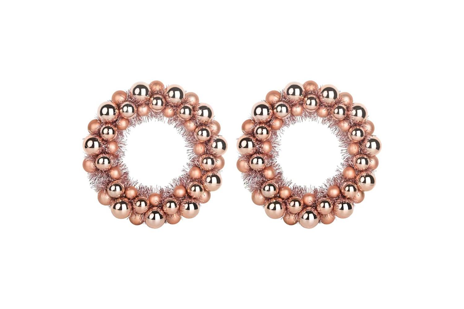Vidaxl Christmas Ball Wreathes 2 Pcs Rose Gold 33 X 33 X 7 Cm-2