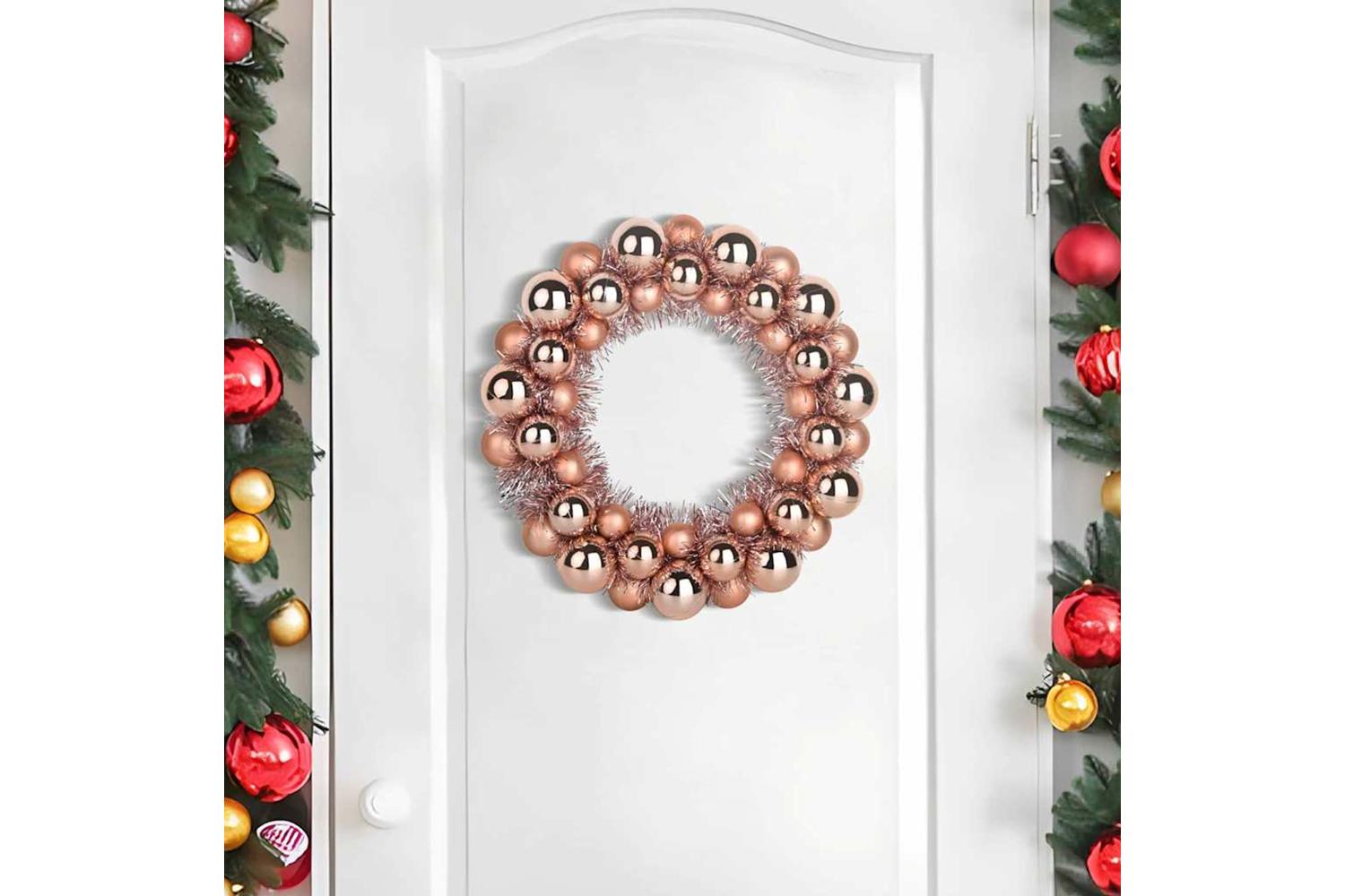 Vidaxl Christmas Ball Wreathes 2 Pcs Rose Gold 33 X 33 X 7 Cm-3