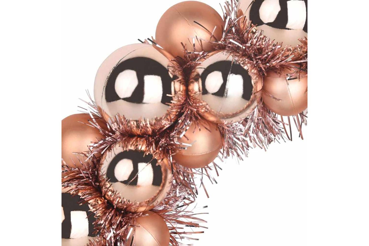 Vidaxl Christmas Ball Wreathes 2 Pcs Rose Gold 33 X 33 X 7 Cm-6