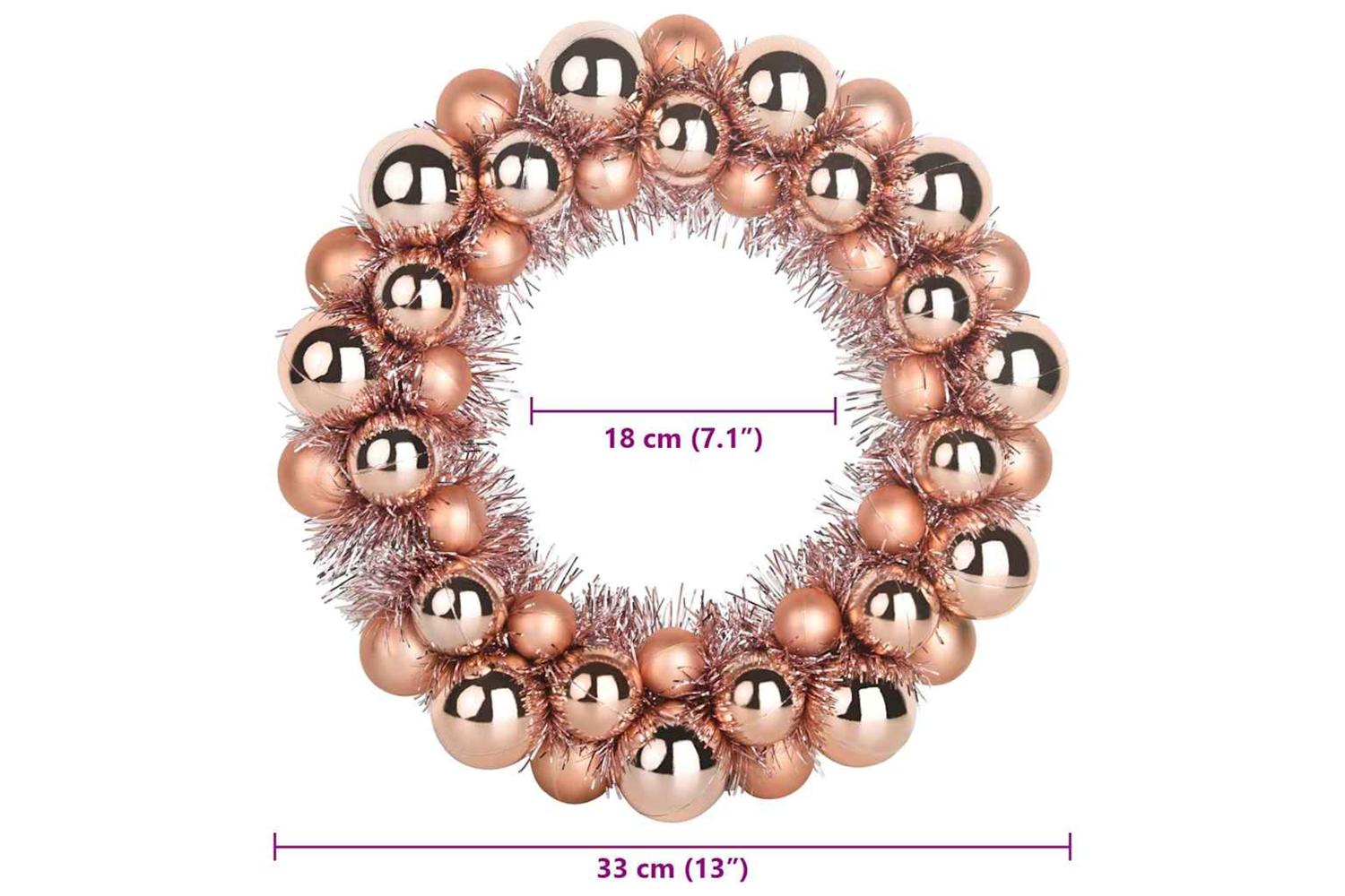 Vidaxl Christmas Ball Wreathes 2 Pcs Rose Gold 33 X 33 X 7 Cm-8