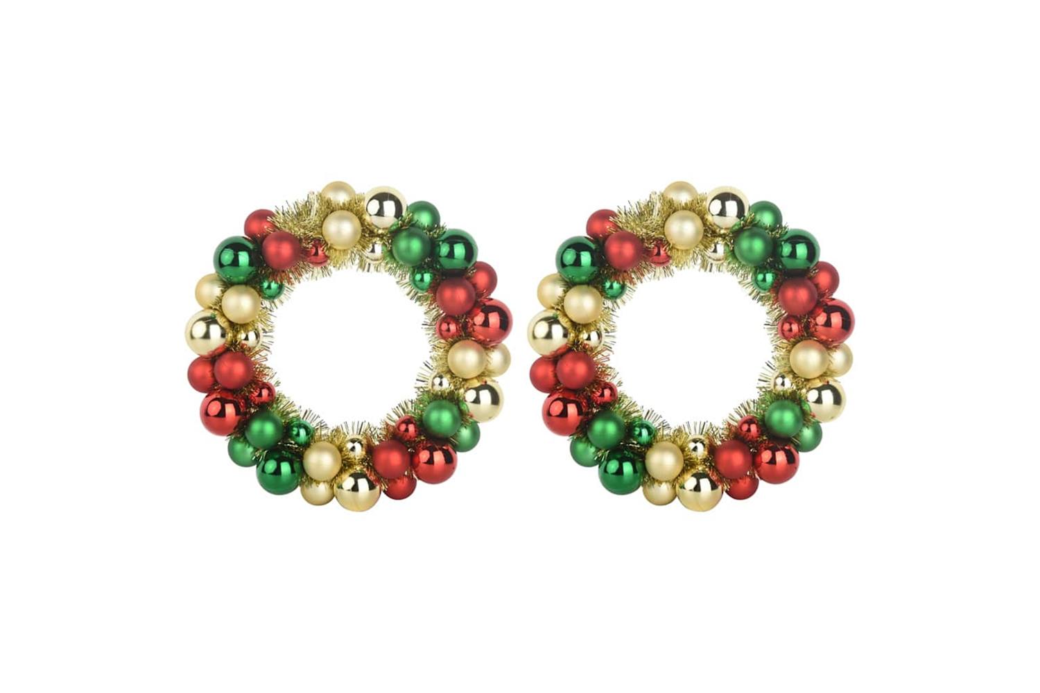 Vidaxl Christmas Ball Wreathes 2 Pcs Multicolour 33 X 33 X 7 Cm-2