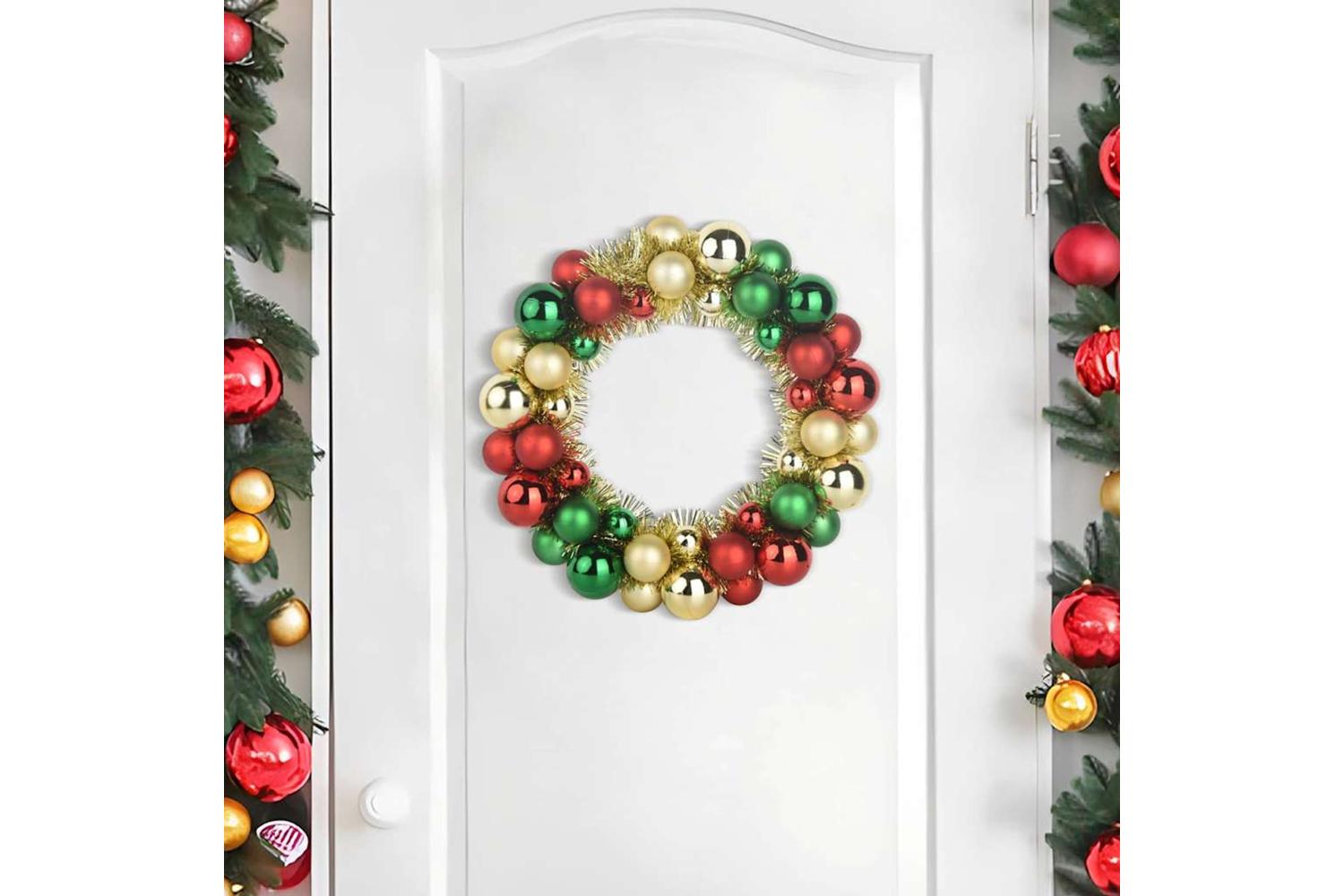 Vidaxl Christmas Ball Wreathes 2 Pcs Multicolour 33 X 33 X 7 Cm-3
