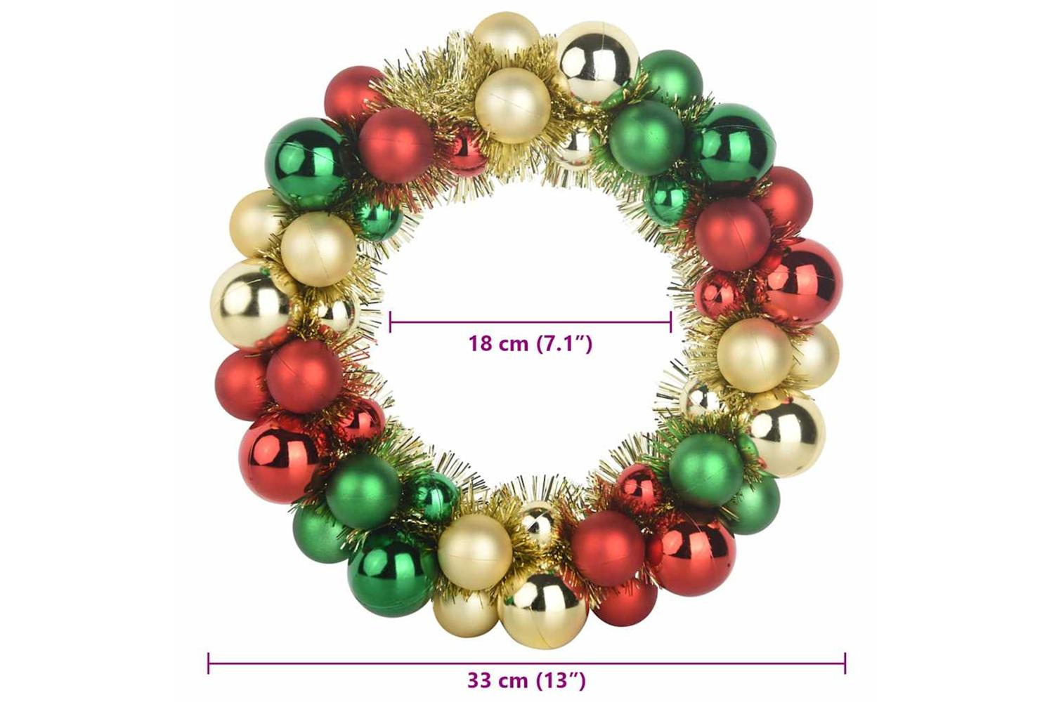 Vidaxl Christmas Ball Wreathes 2 Pcs Multicolour 33 X 33 X 7 Cm-8