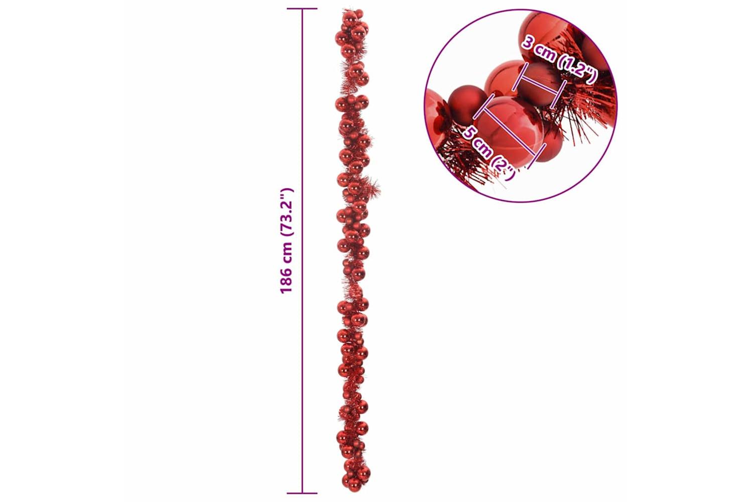 Vidaxl Christmas Ball Garland Red 186 Cm Polystyrene-7