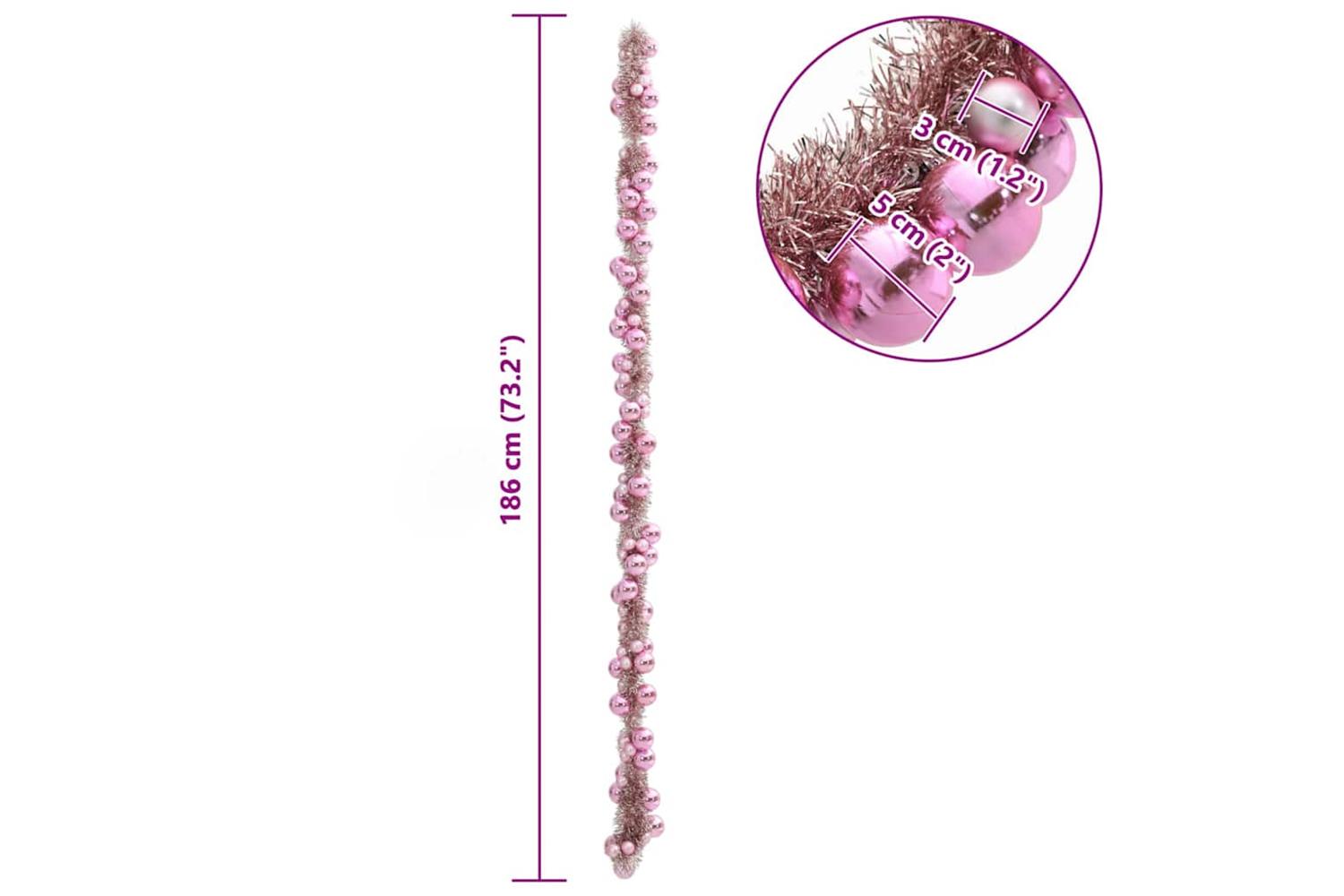 Vidaxl Christmas Ball Garland Pink 186 Cm Polystyrene-7