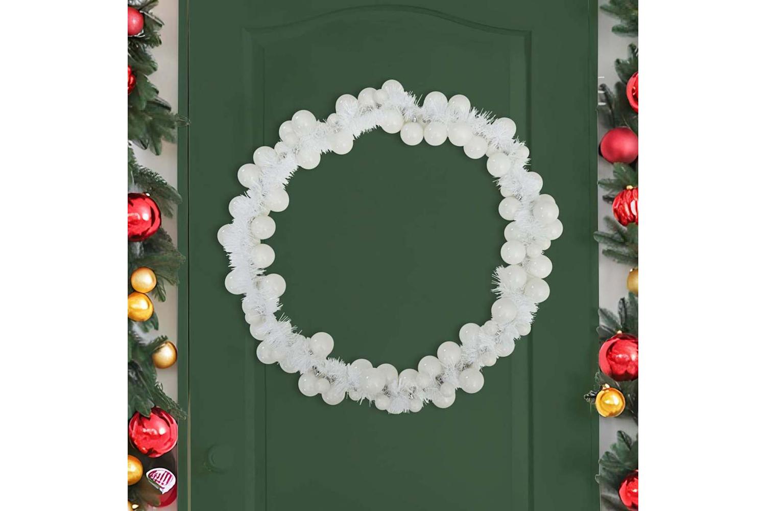 Vidaxl Christmas Ball Garland White 186 Cm Polystyrene-3