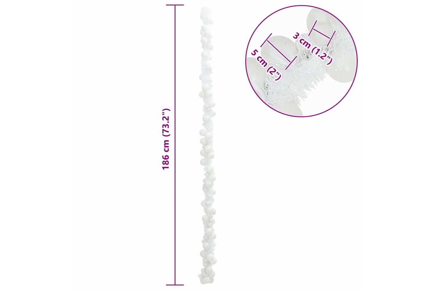 Vidaxl Christmas Ball Garland White 186 Cm Polystyrene-7