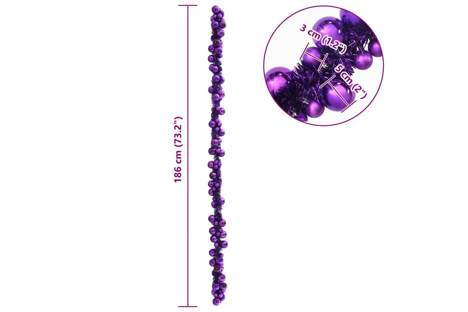 Vidaxl Christmas Ball Garland Lilac 186 Cm Polystyrene-7