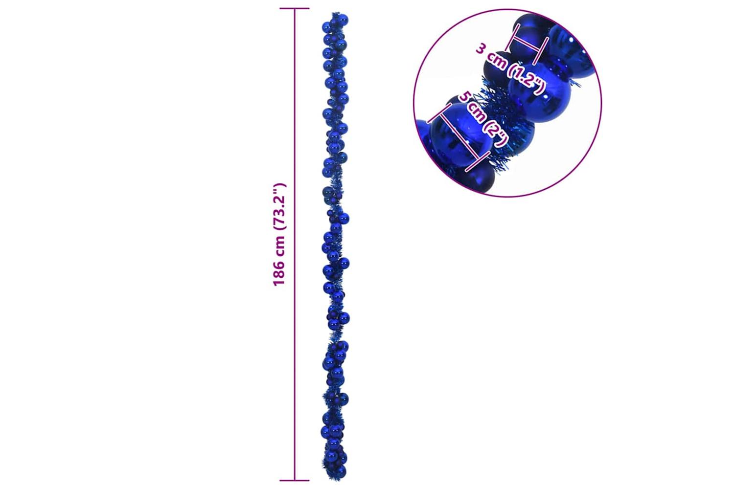 Vidaxl Christmas Ball Garland Blue 186 Cm Polystyrene-7