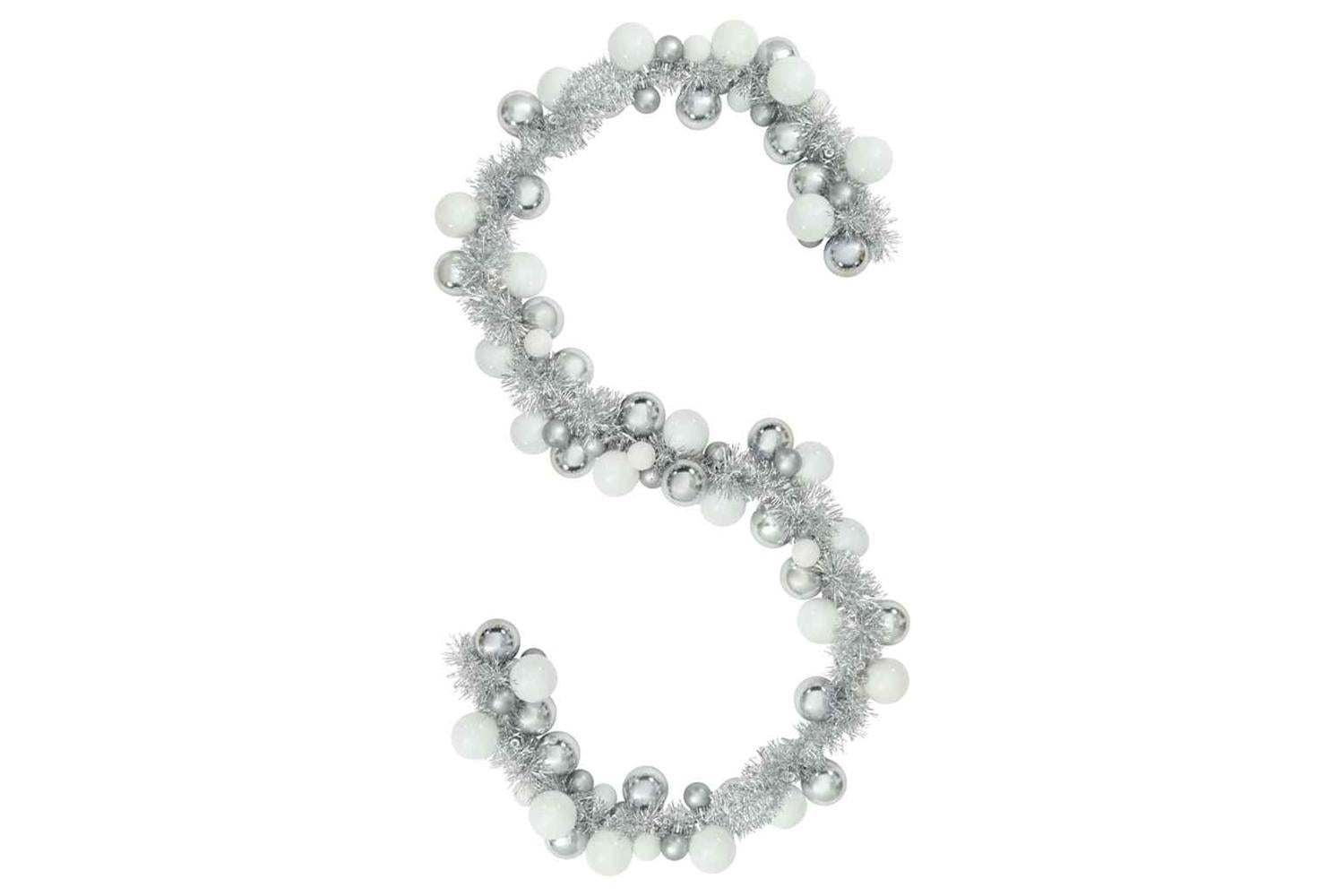 Vidaxl Christmas Ball Garland White And Silver 186 Cm Polystyrene-2