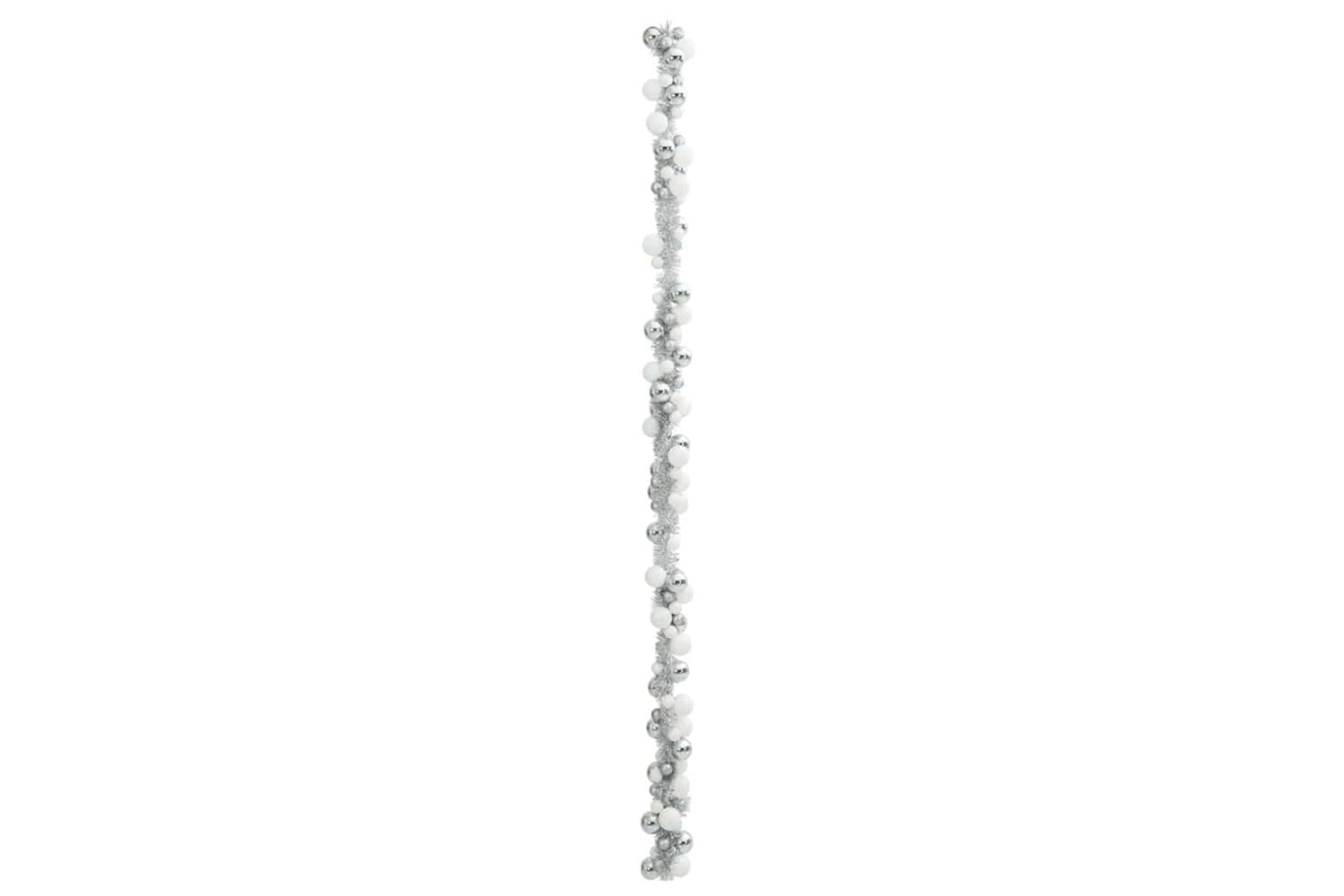 Vidaxl Christmas Ball Garland White And Silver 186 Cm Polystyrene-4
