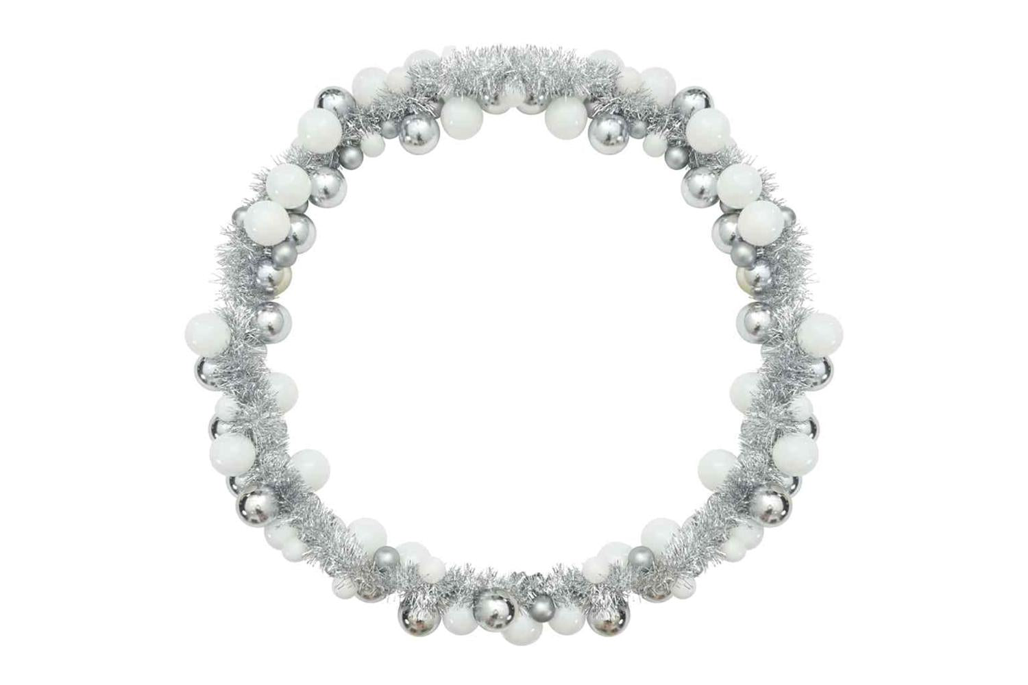 Vidaxl Christmas Ball Garland White And Silver 186 Cm Polystyrene-5