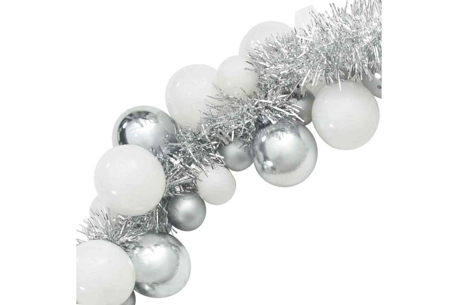 Vidaxl Christmas Ball Garland White And Silver 186 Cm Polystyrene-6
