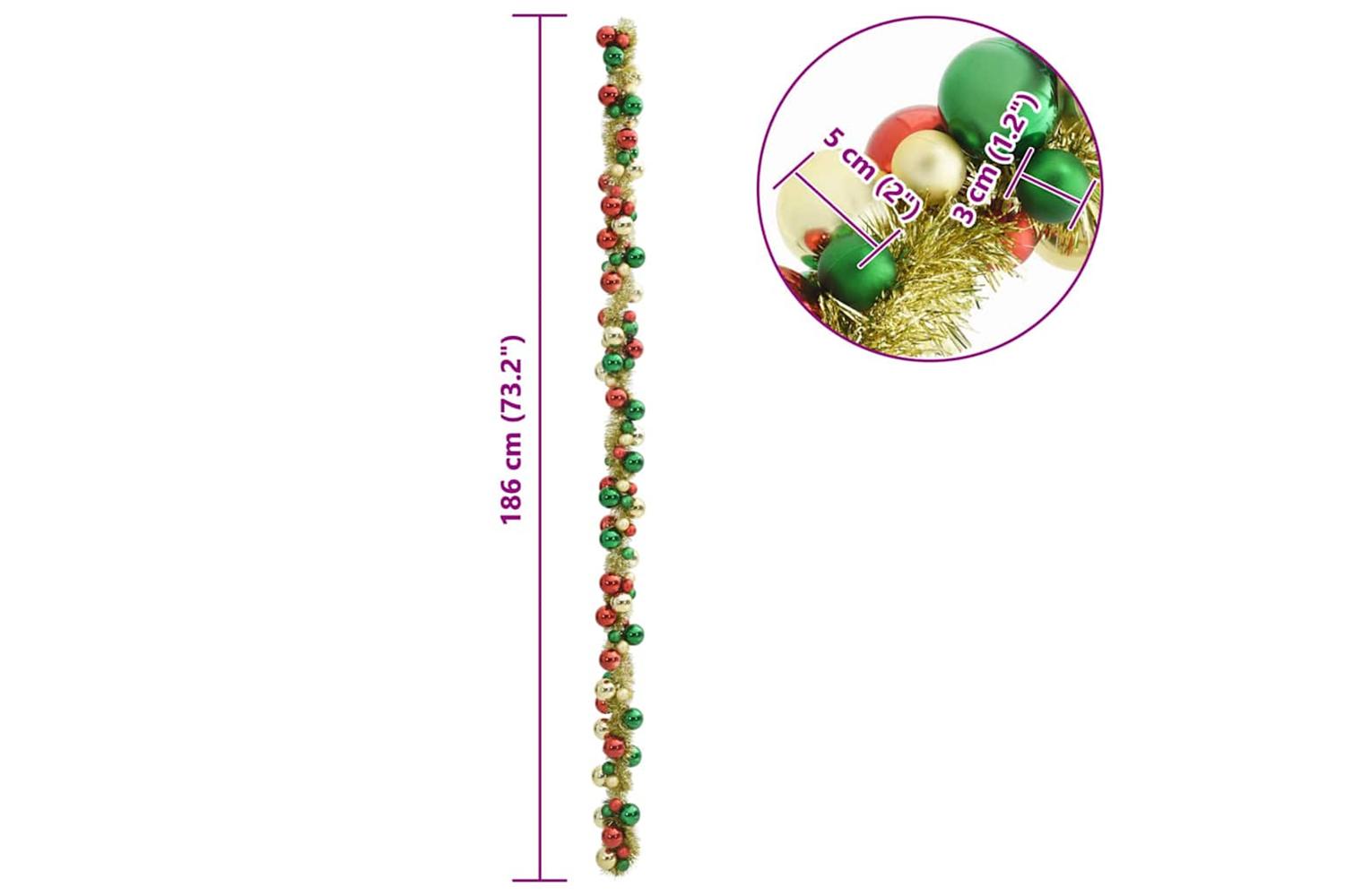 Vidaxl Christmas Ball Garland Multicolour 186 Cm Polystyrene-7