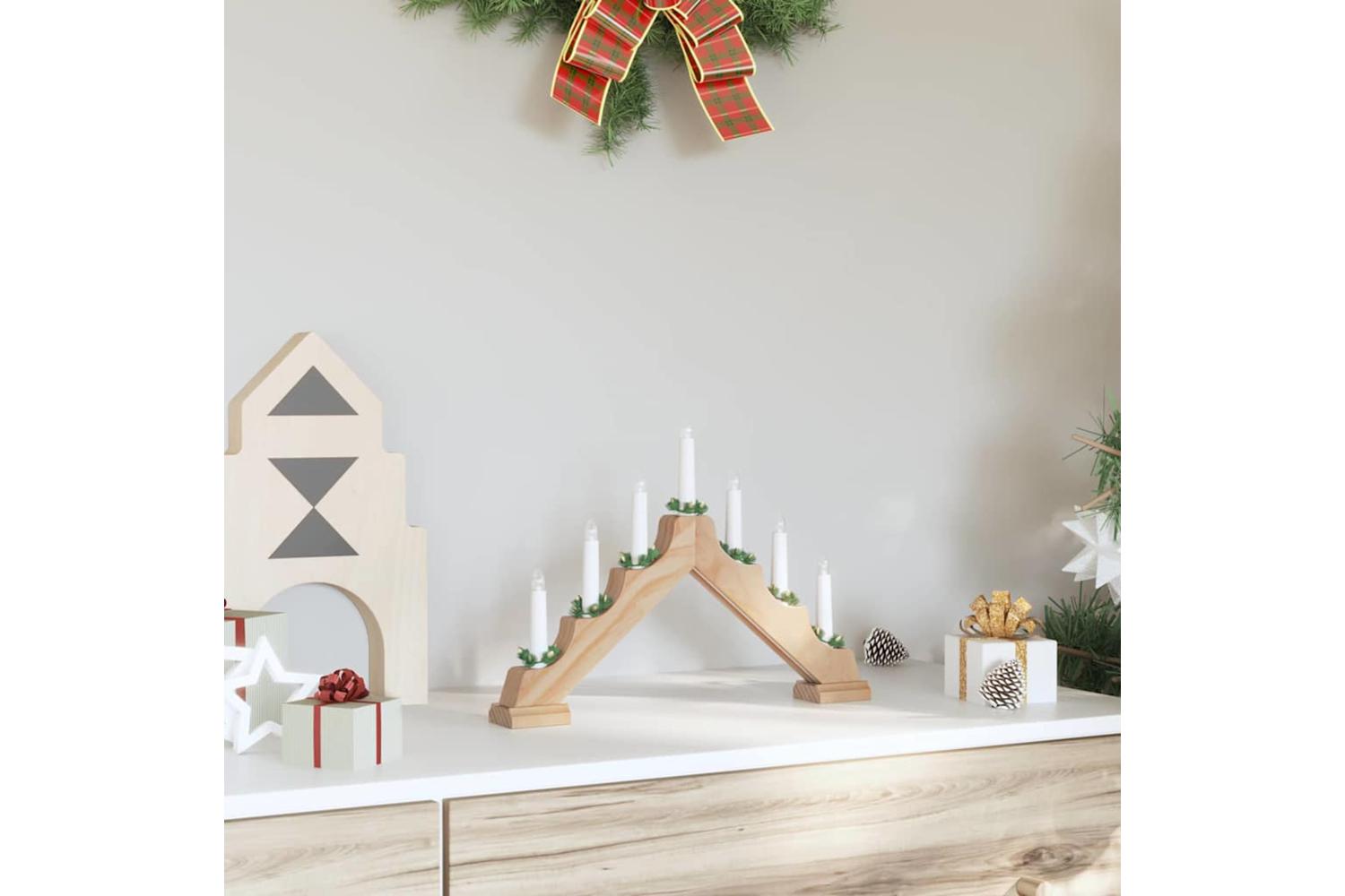 Vidaxl Christmas Candle Bridge Brown 395 X 5 X 29 Cm Solid Pine Wood-3