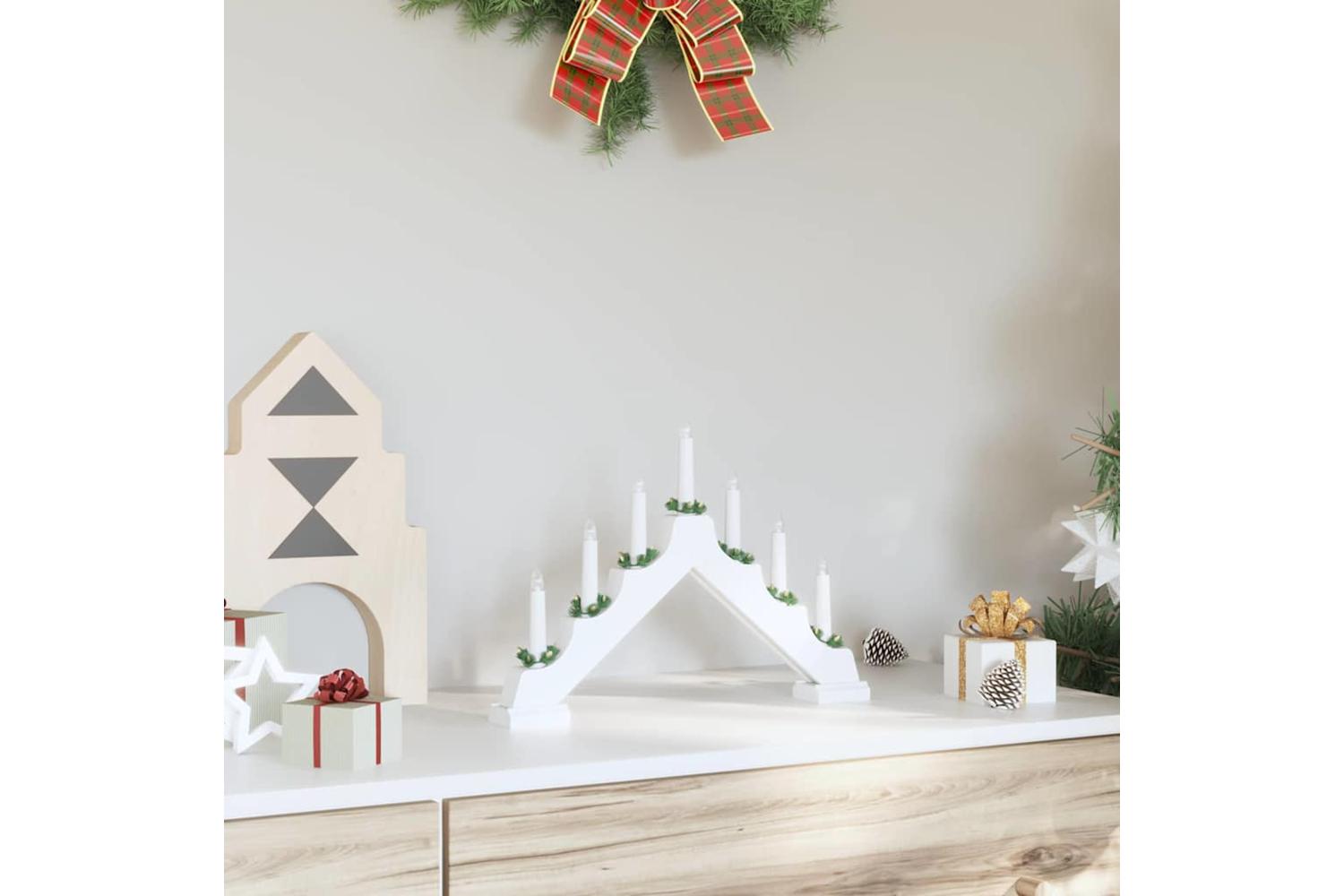 Vidaxl Christmas Candle Bridge White 395 X 5 X 29 Cm Solid Pine Wood-3