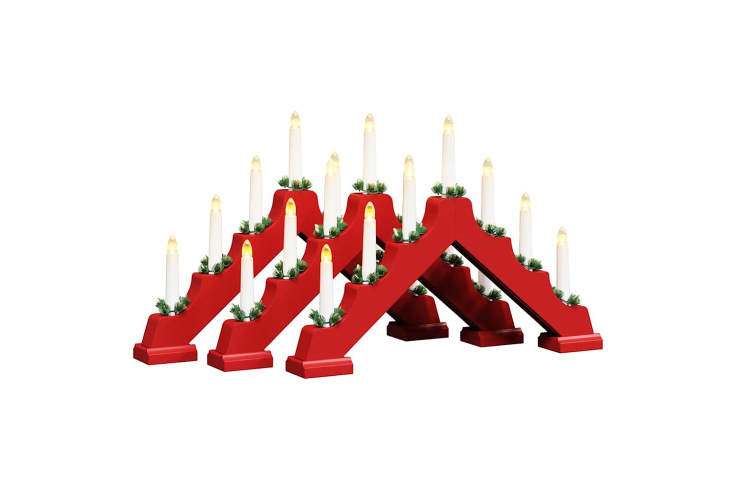 Vidaxl Christmas Candle Bridge With 7 Leds 3 Pcs Red 395 X 5 X 29 Cm-2
