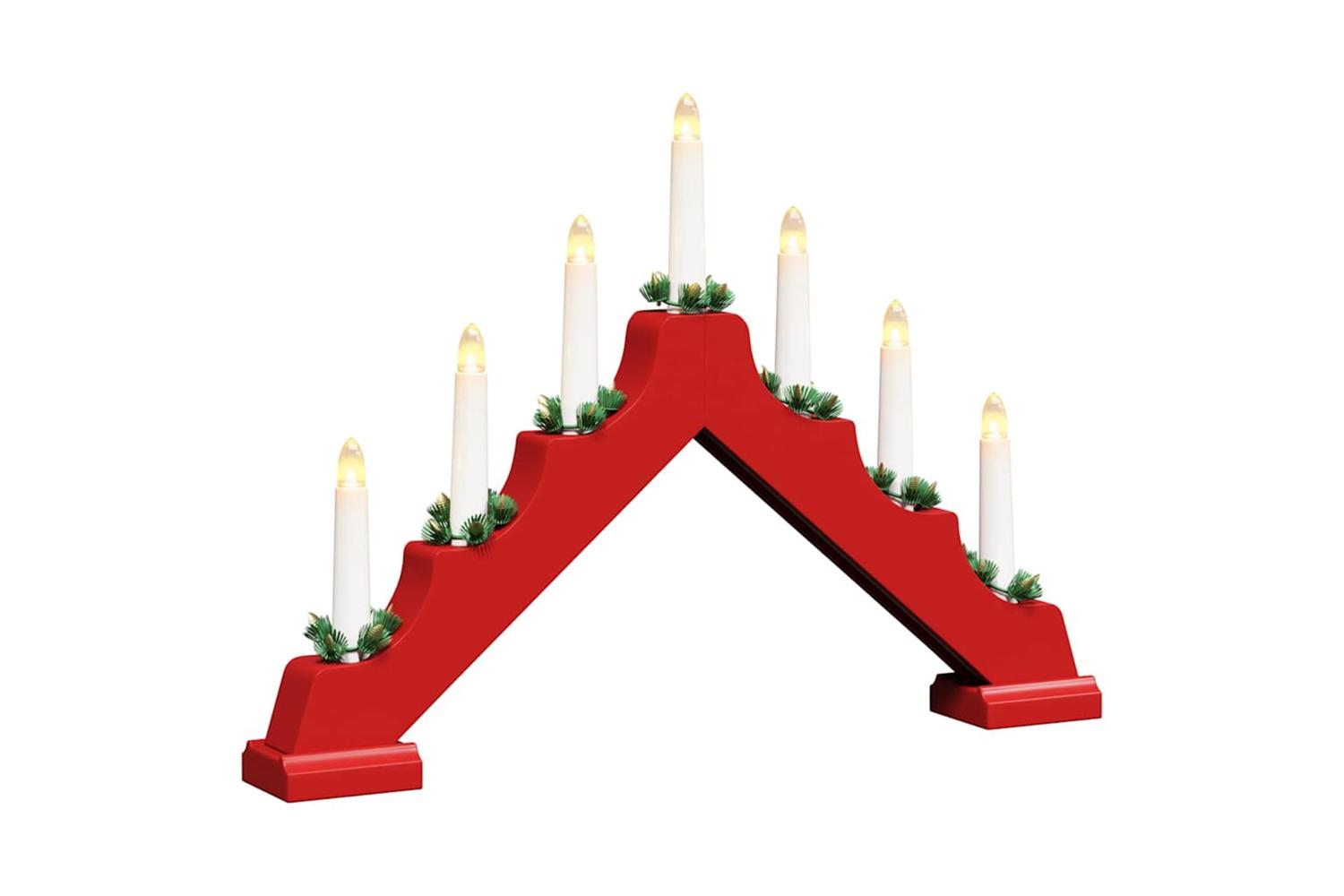 Vidaxl Christmas Candle Bridge With 7 Leds 3 Pcs Red 395 X 5 X 29 Cm-4