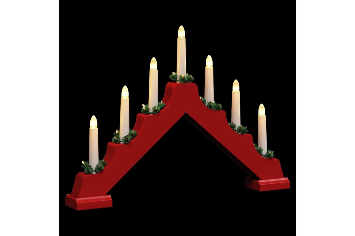 Vidaxl Christmas Candle Bridge With 7 Leds 3 Pcs Red 395 X 5 X 29 Cm-5