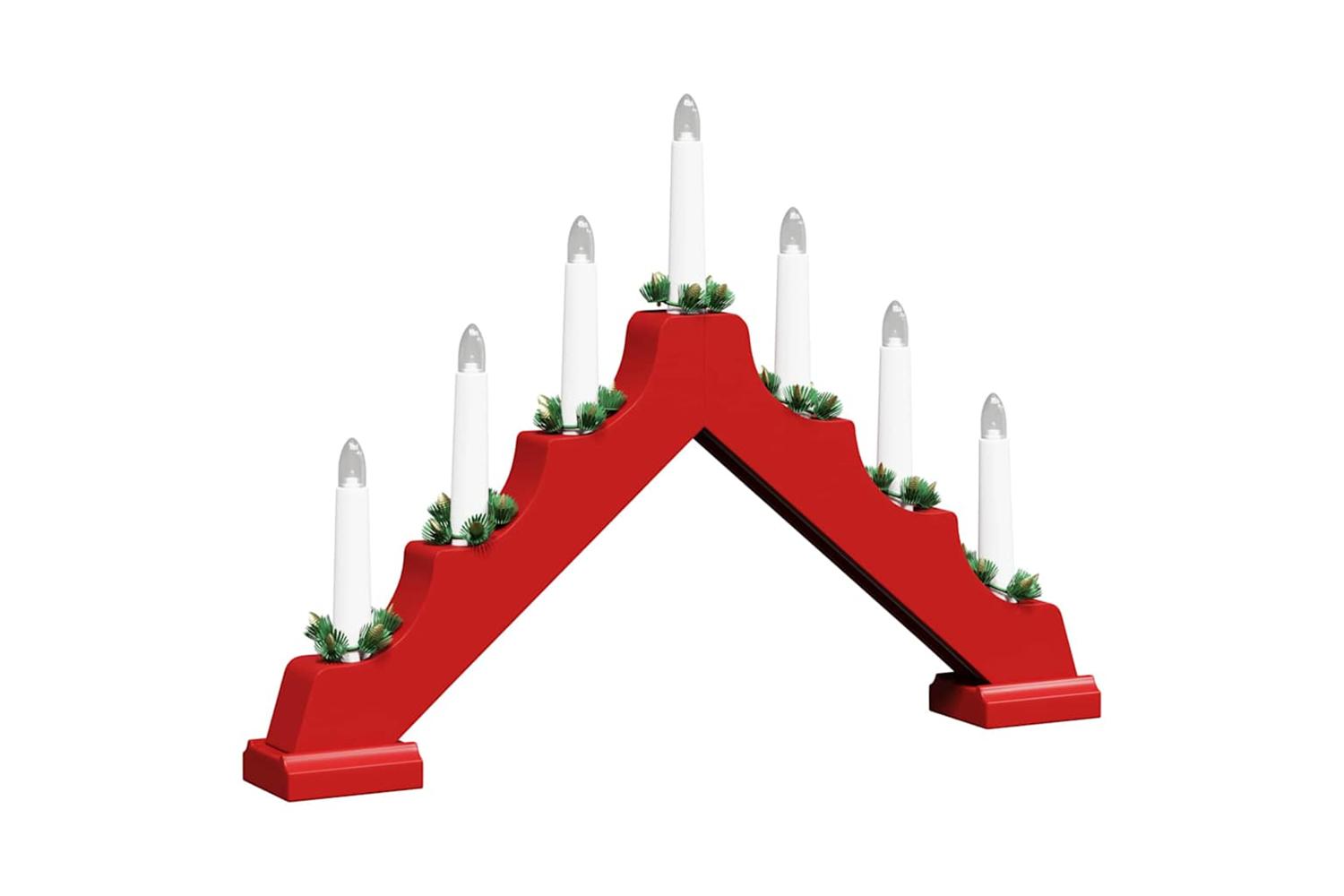 Vidaxl Christmas Candle Bridge With 7 Leds 3 Pcs Red 395 X 5 X 29 Cm-6