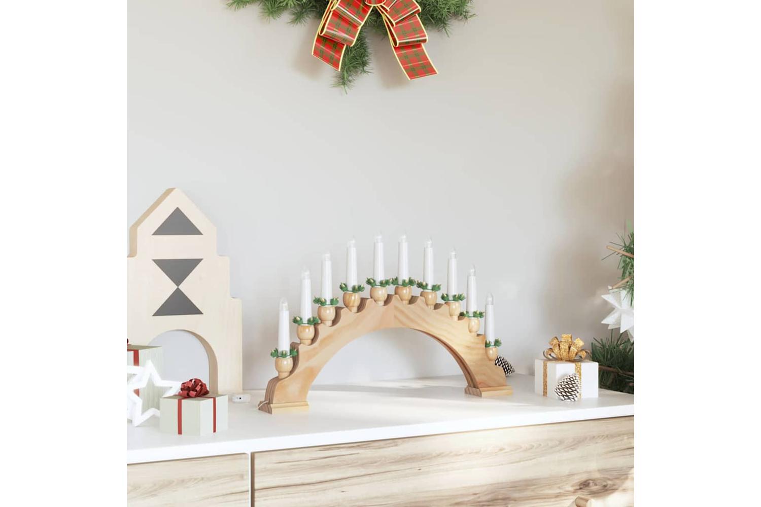 Vidaxl Christmas Candle Arch With 10 Led Candles Brown 47 X 5 X 29 Cm-3