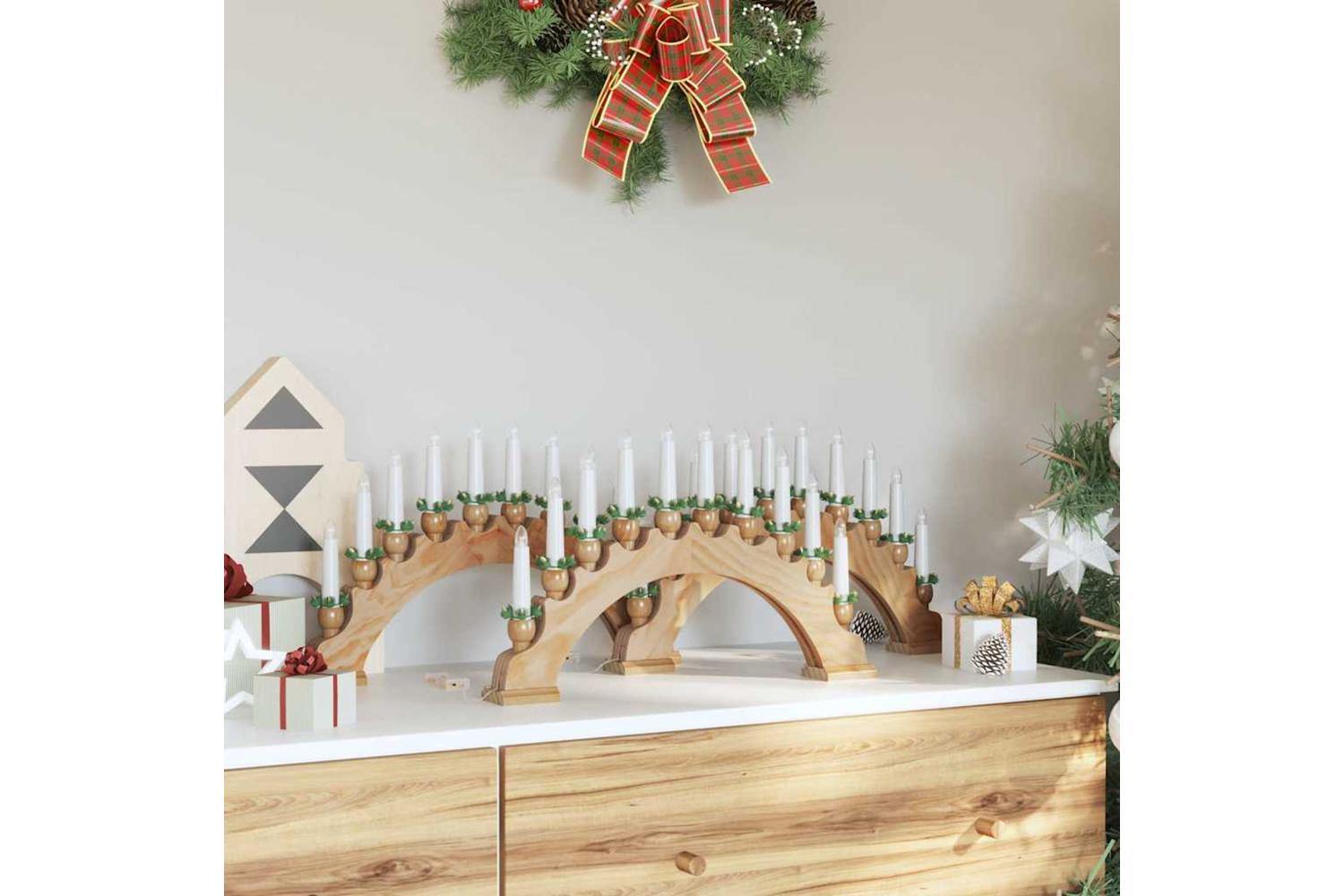Vidaxl Christmas Candle Arch With 10 Led Candles 3 Pcs Brown-3